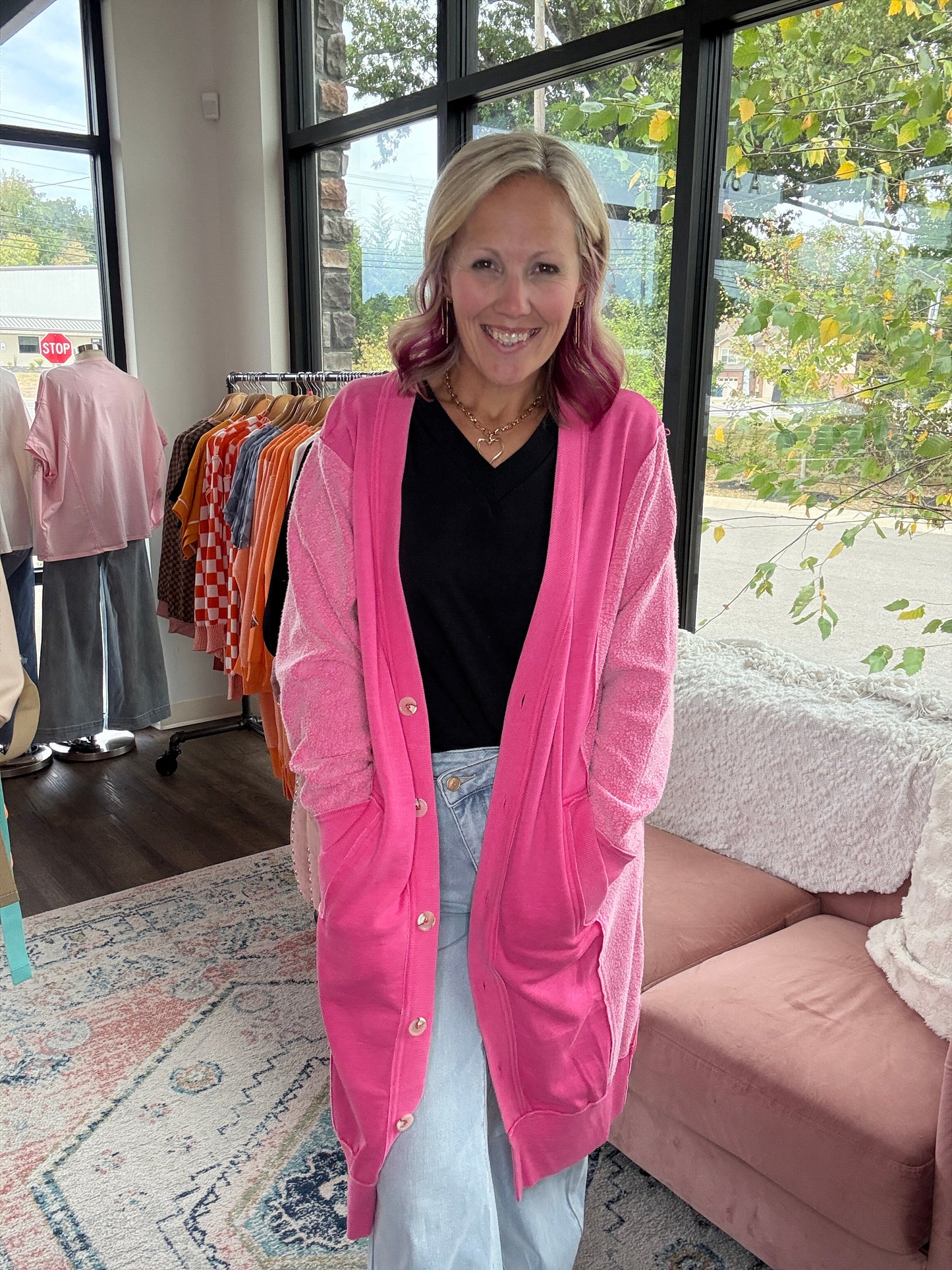 It's Friday Cardi- Pink