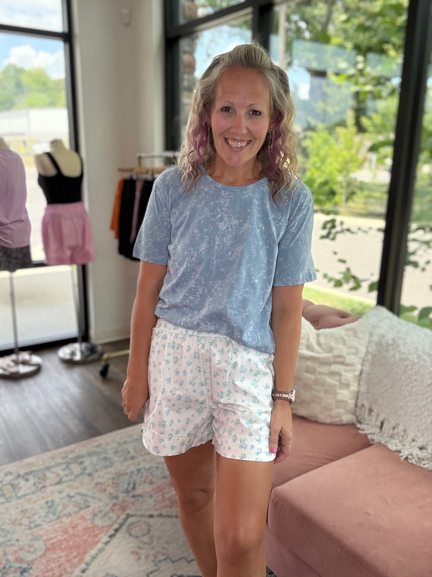 Sun & Fun Shorts- Aqua Floral