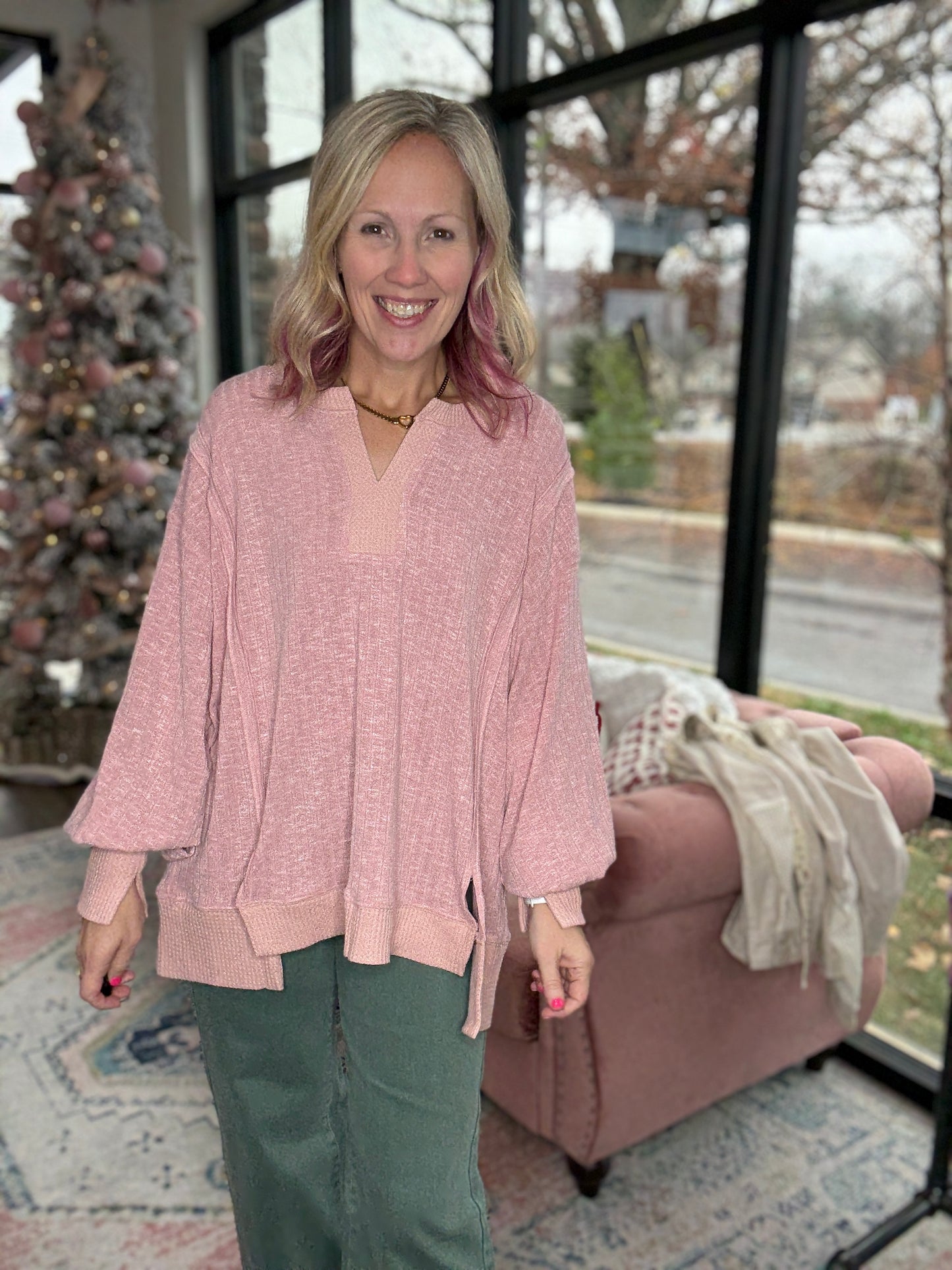 Seamline Sweatshirt- Mauve