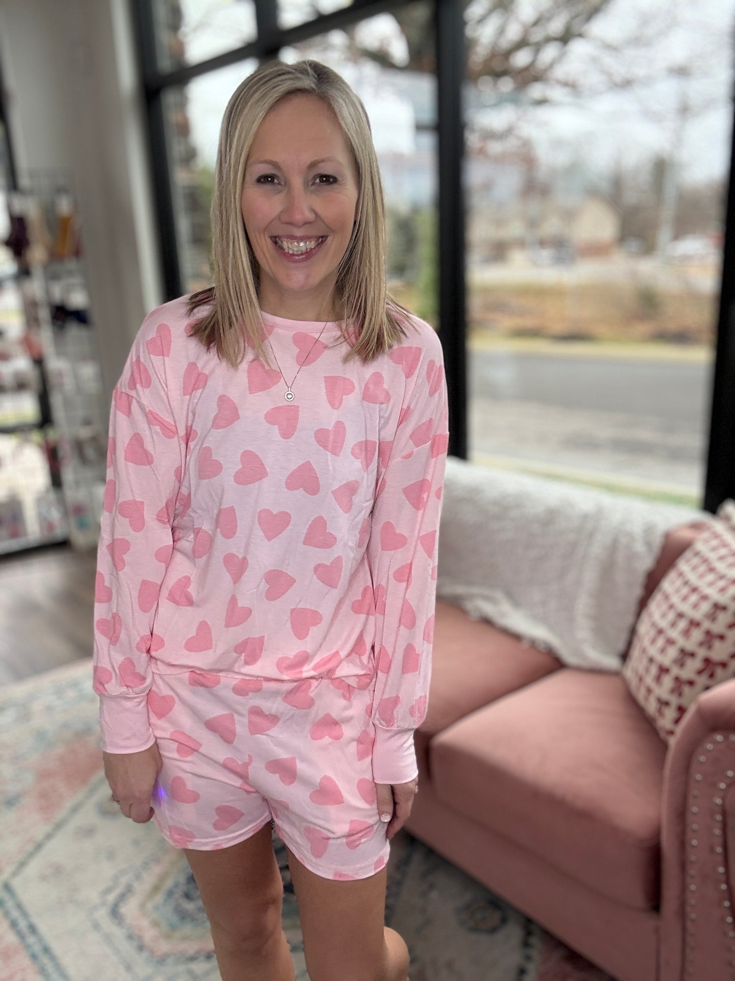 Heart Print Loungewear Set