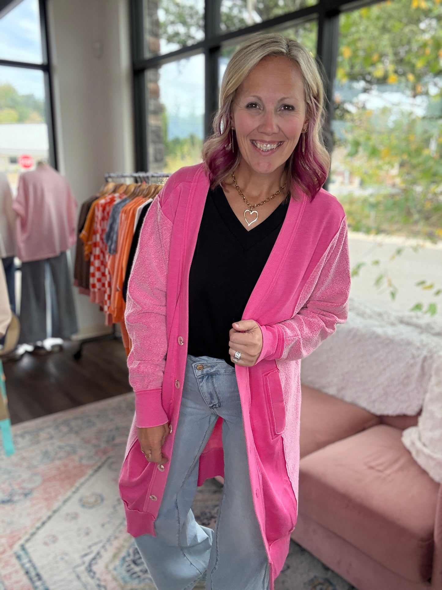 It's Friday Cardi- Pink