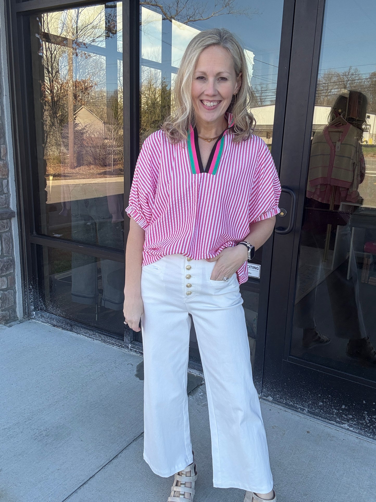 Spectrum Striped Top- Pink