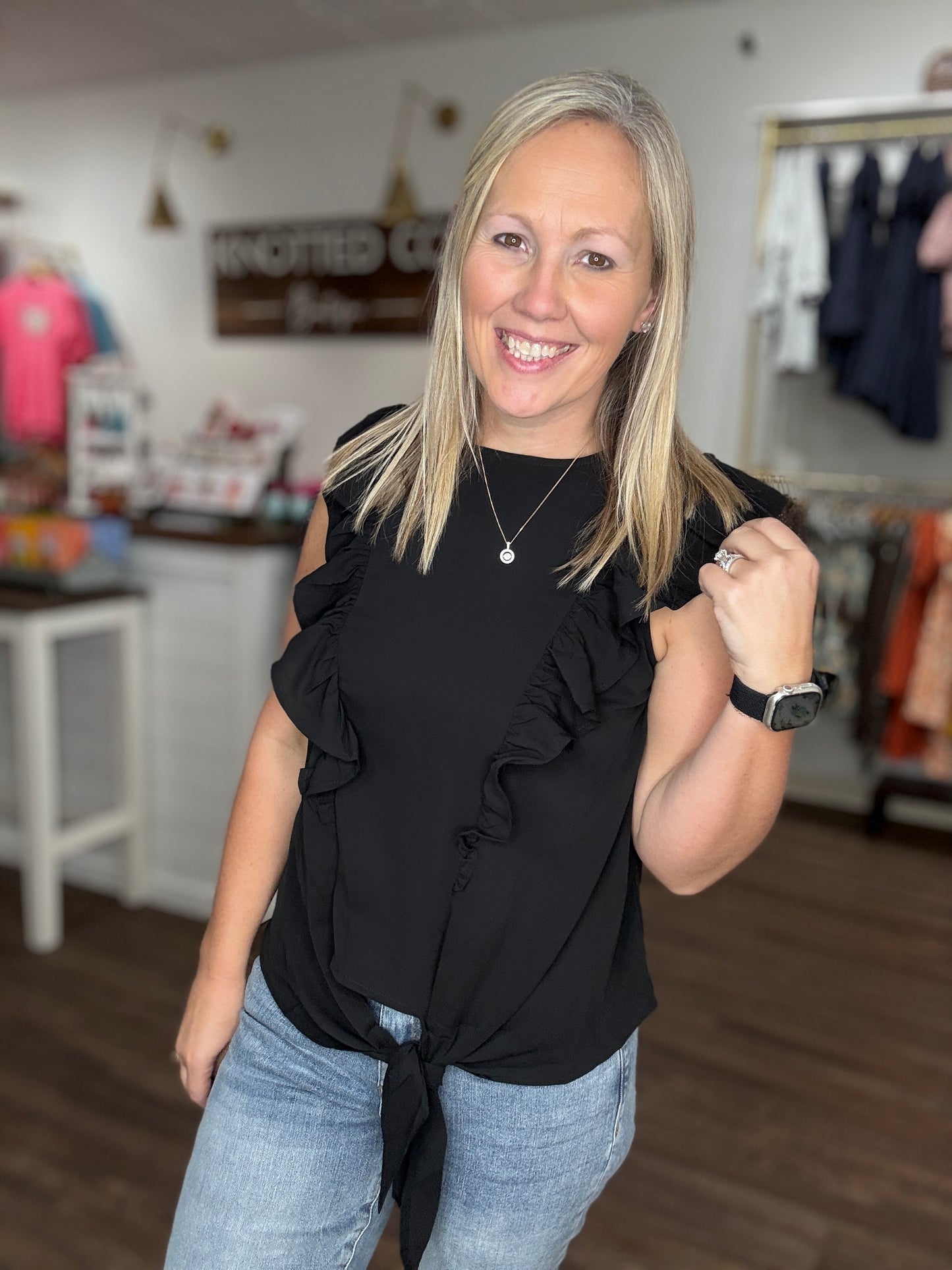 Kylie Twist Tie Top- Black (S,M)