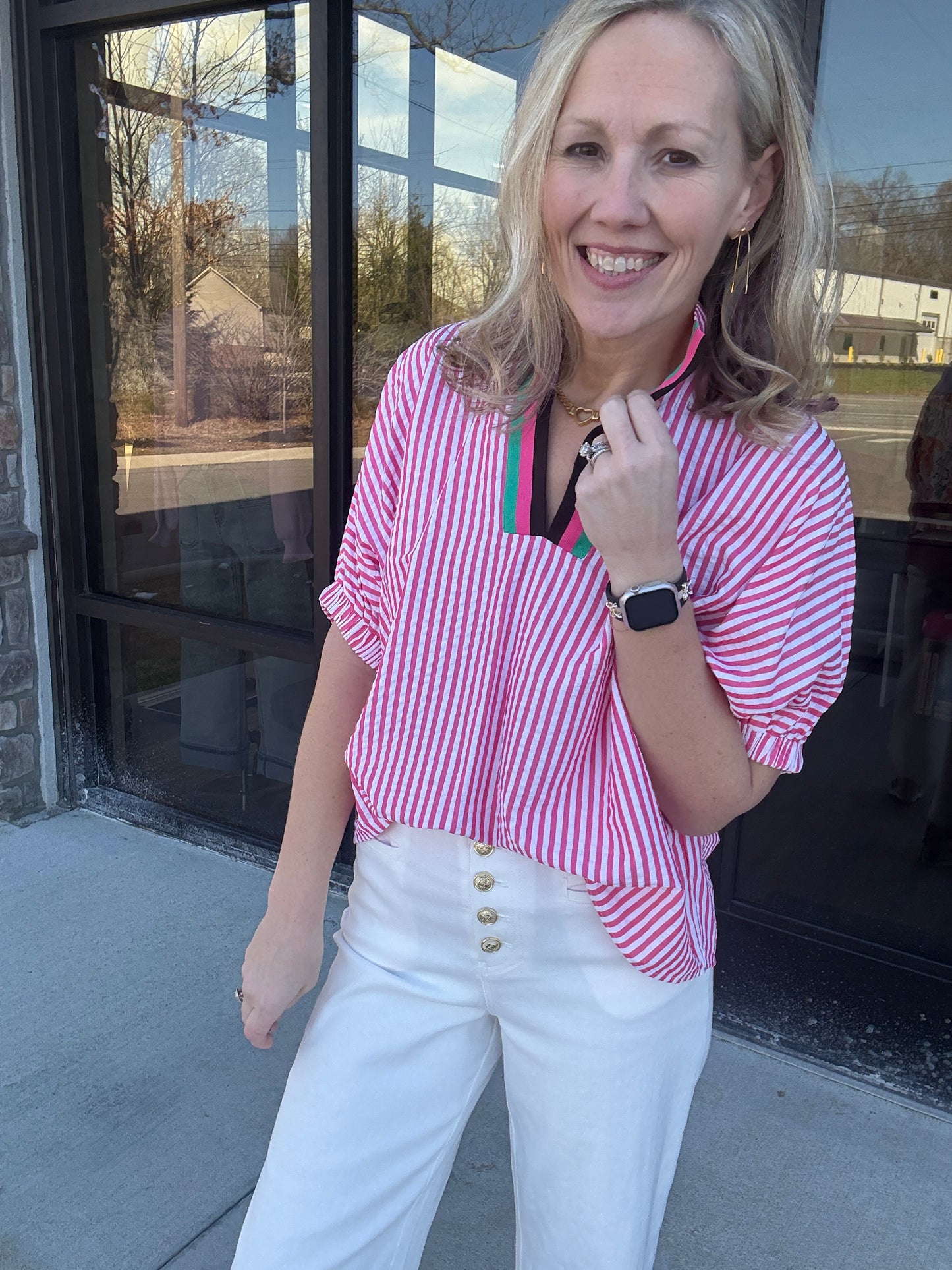 Spectrum Striped Top- Pink