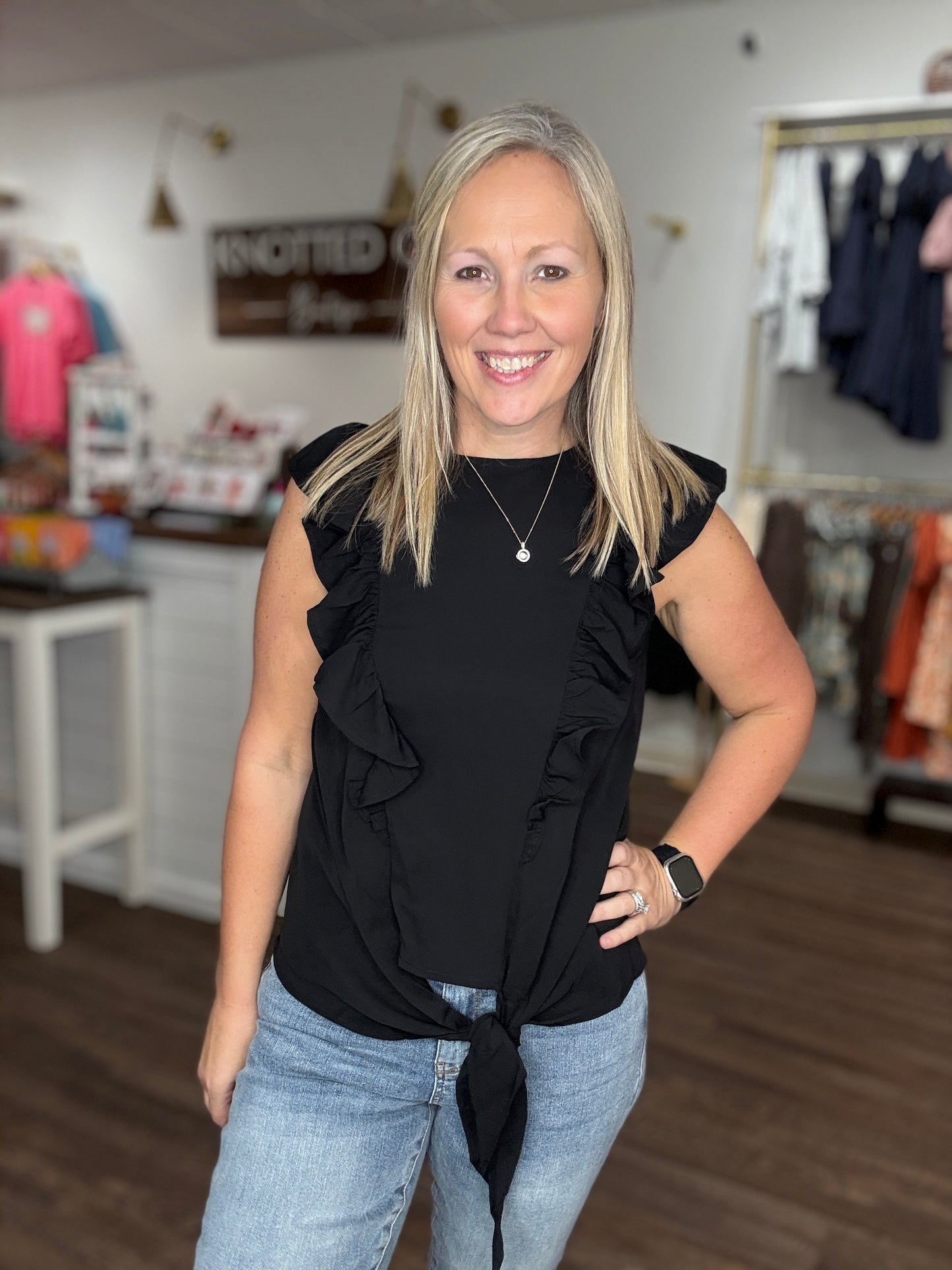 Kylie Twist Tie Top- Black (S,M)