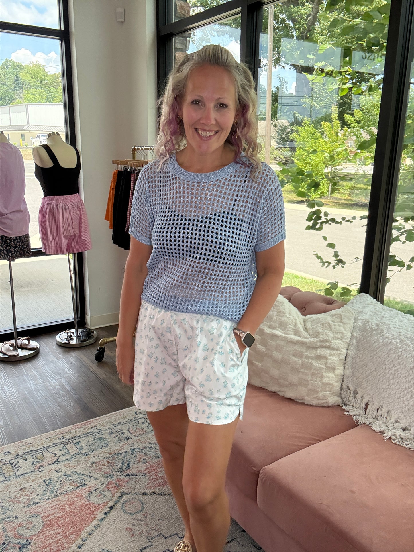 Sun & Fun Shorts- Aqua Floral