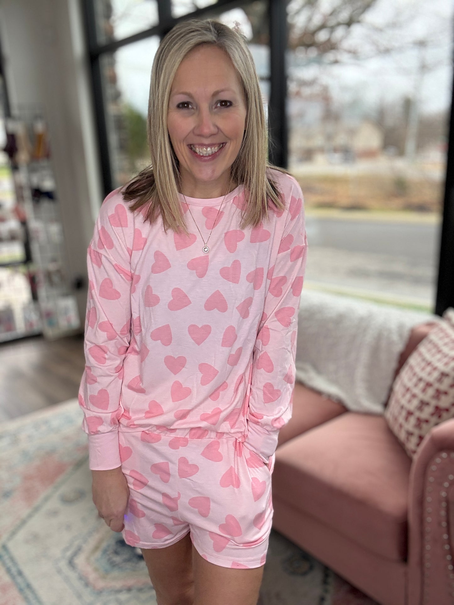 Heart Print Loungewear Set