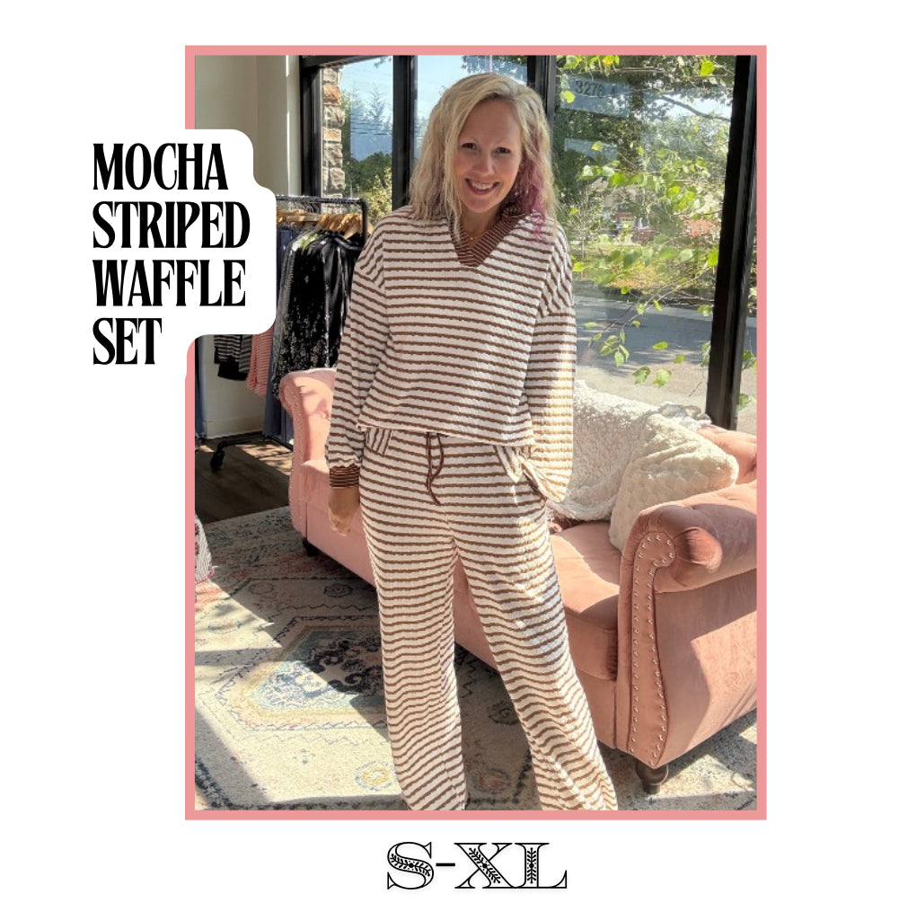 Mocha Striped Pant Set
