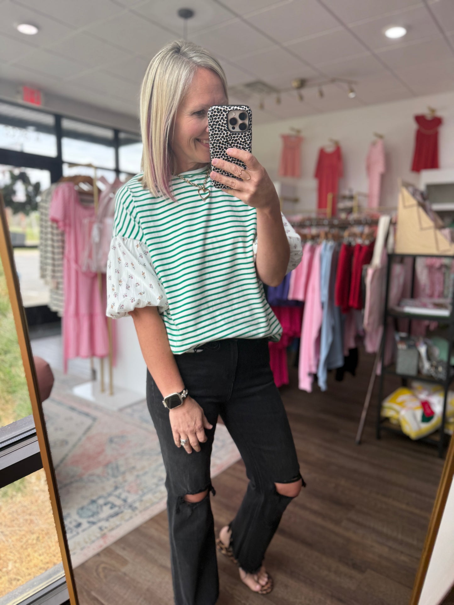 Spring Patchwork Top- Green
