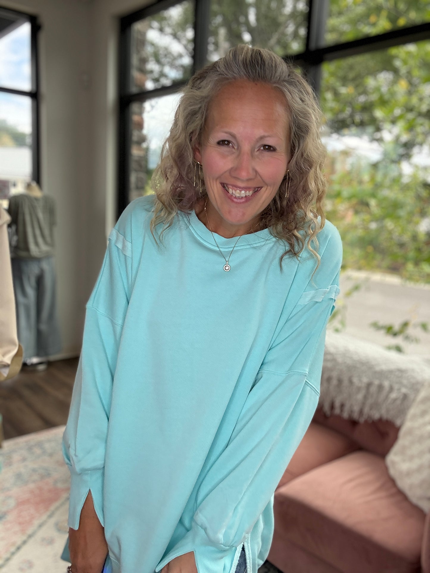 Classic Crew Pullover- Blue Razz
