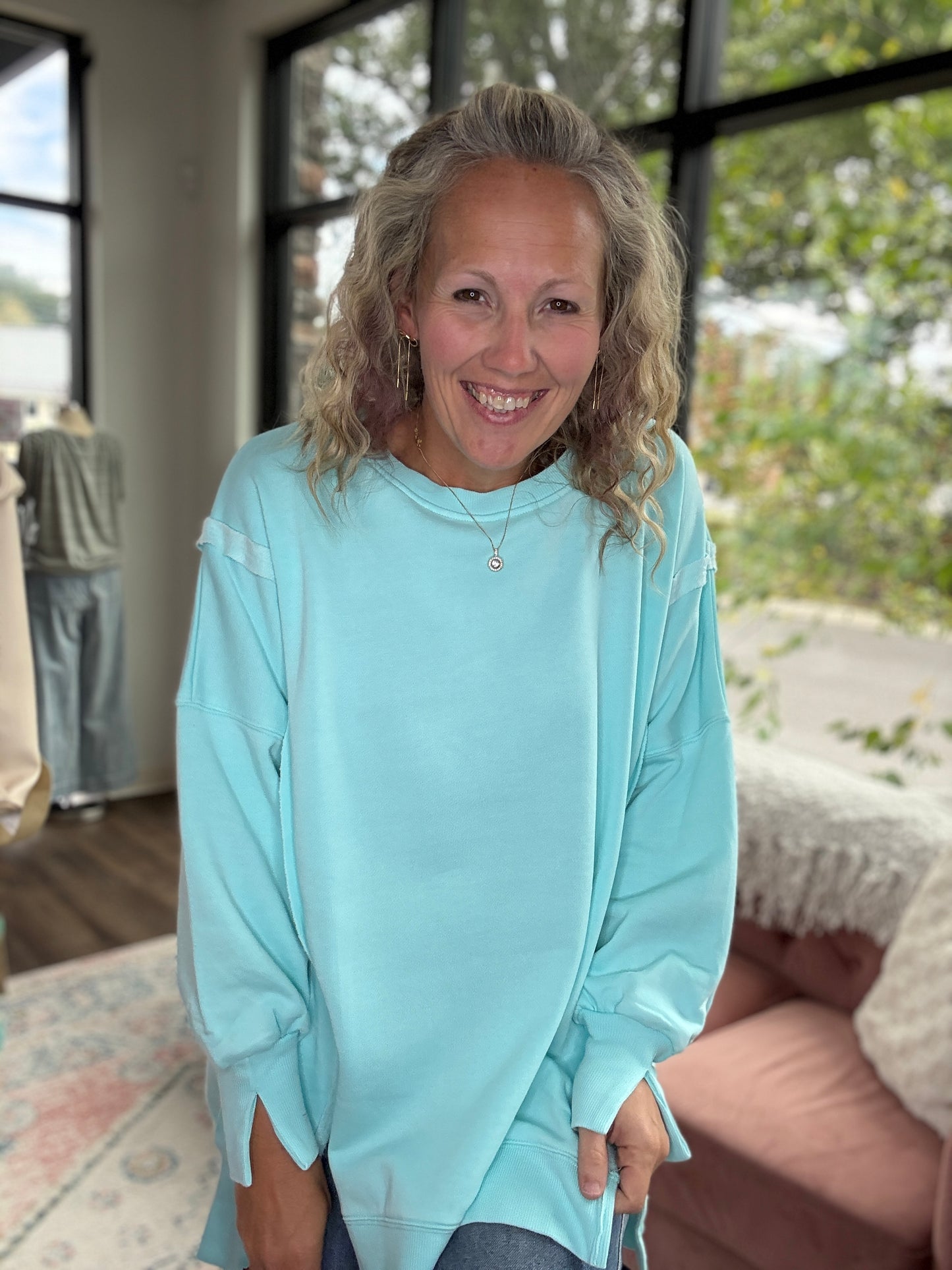 Classic Crew Pullover- Blue Razz