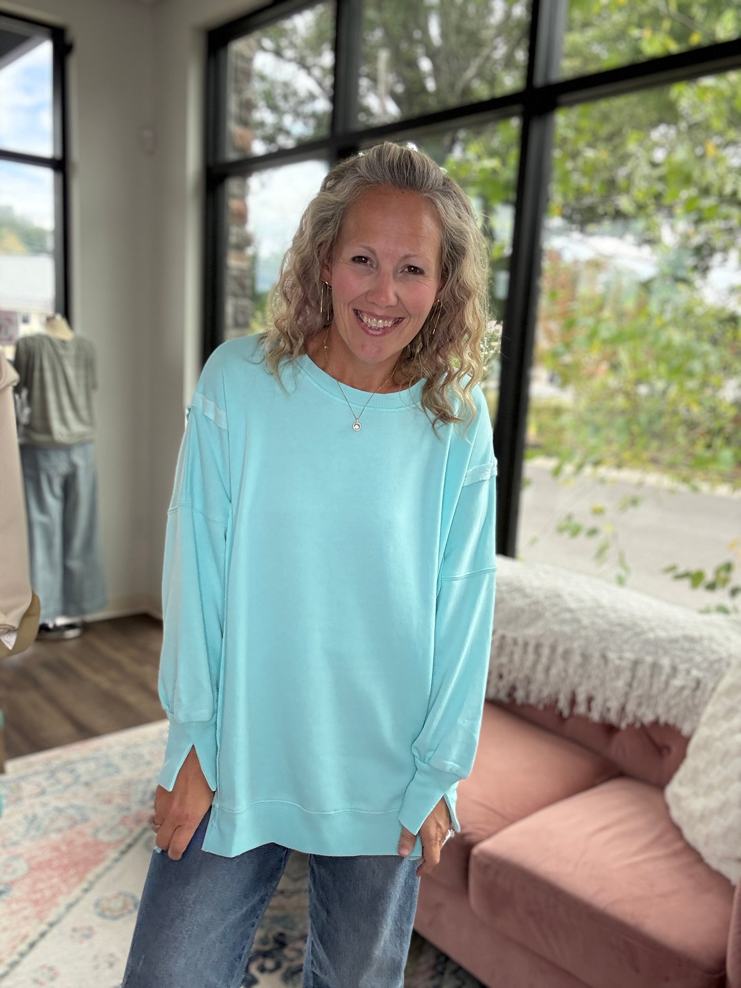 Classic Crew Pullover- Blue Razz