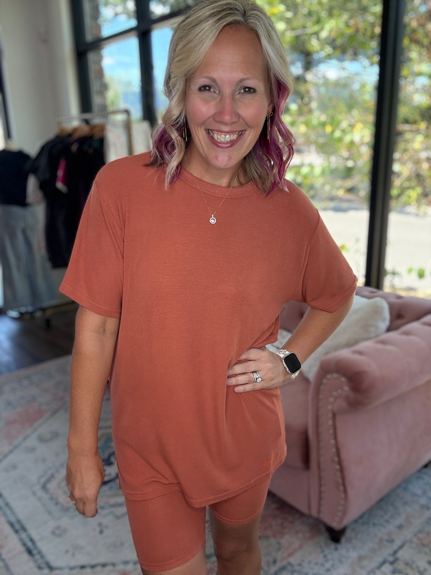 24/7 Ribbed Set - Burnt Orange
