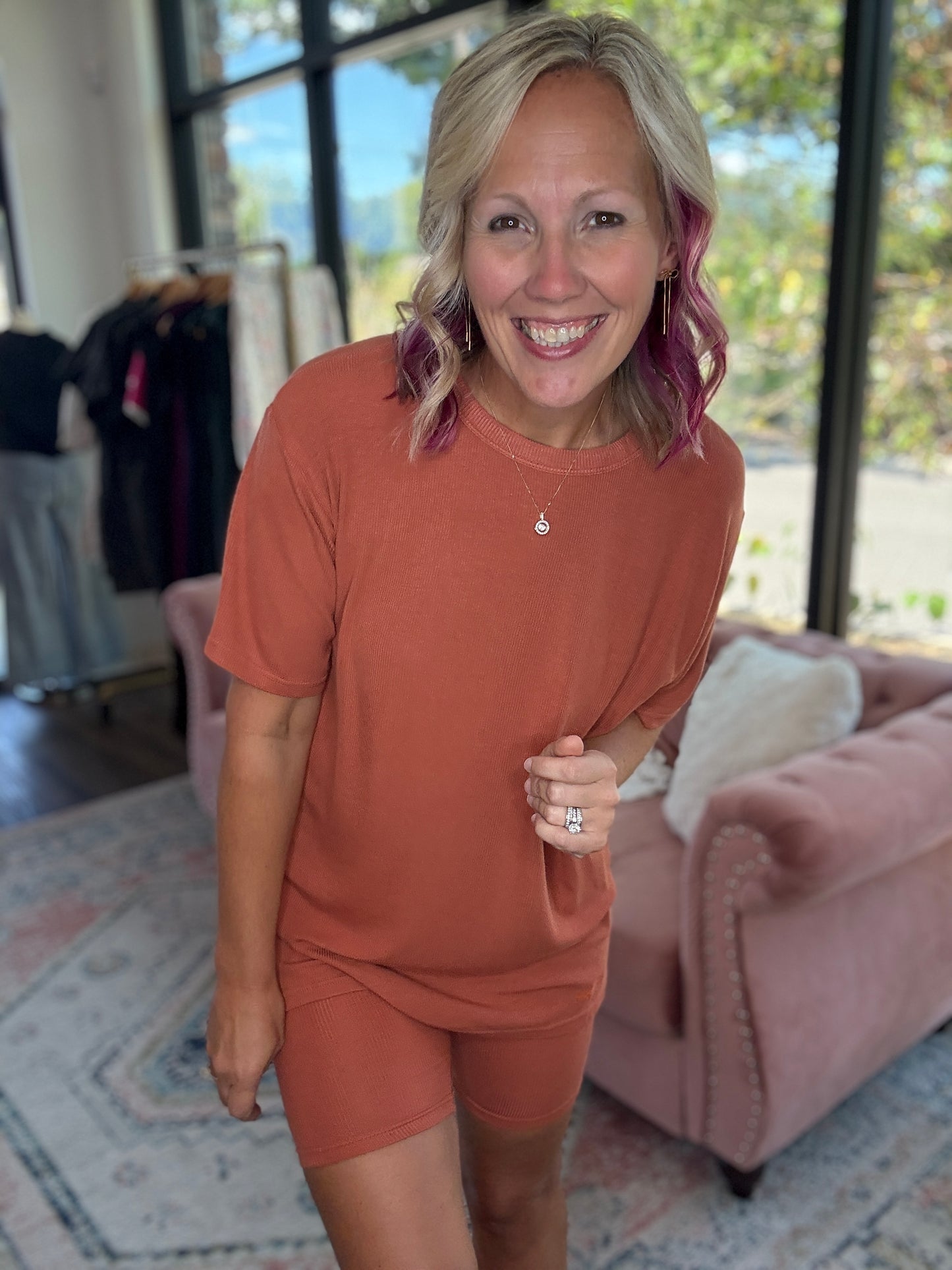 24/7 Ribbed Set - Burnt Orange