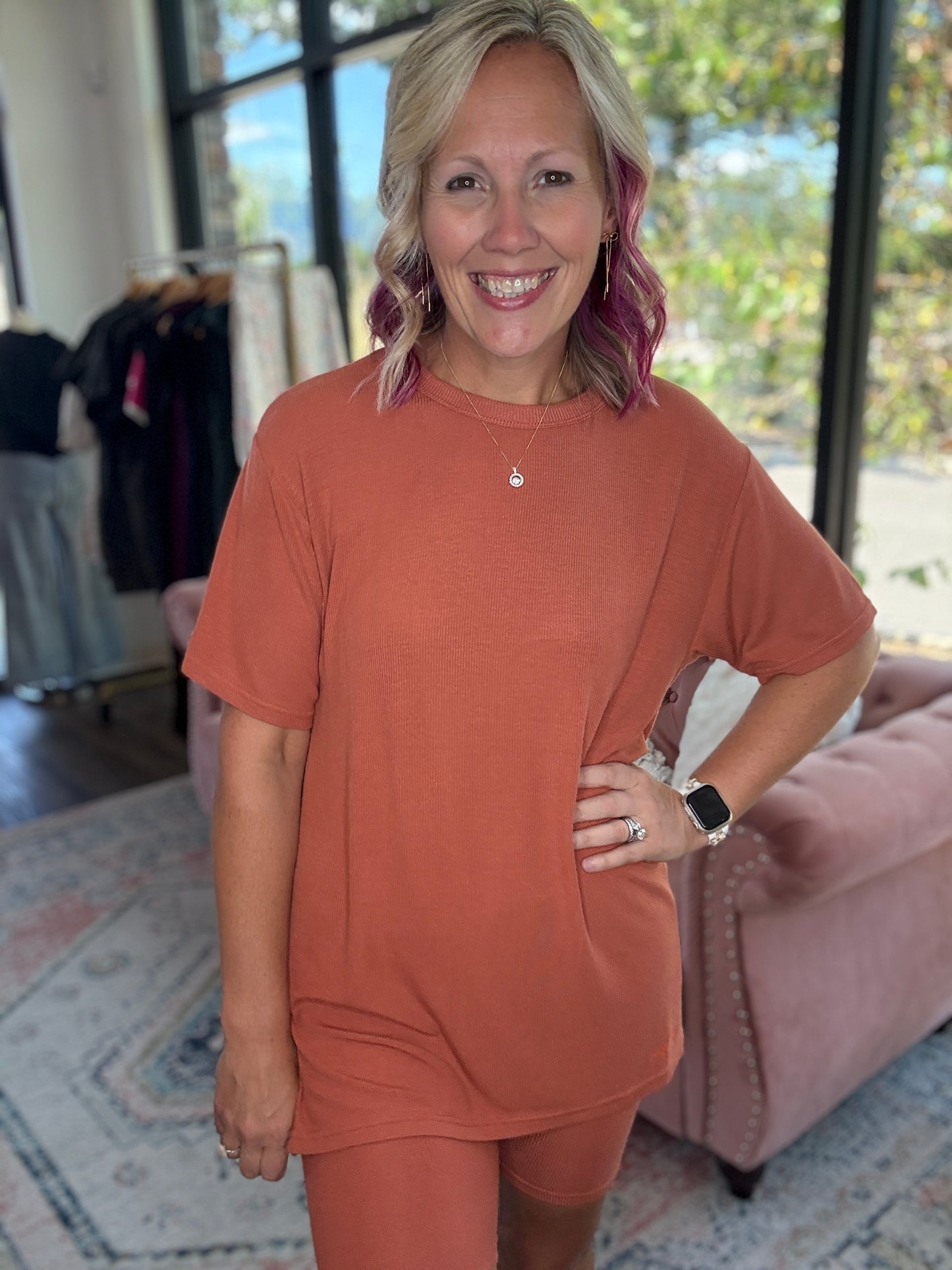 24/7 Ribbed Set - Burnt Orange