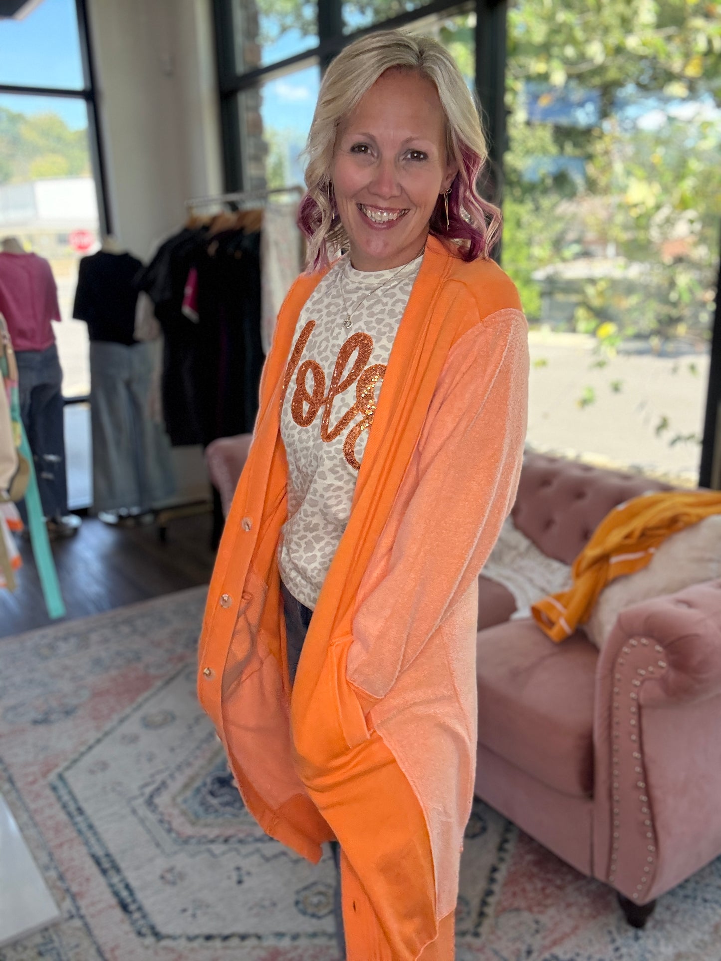 It's Friday Cardi- Orange