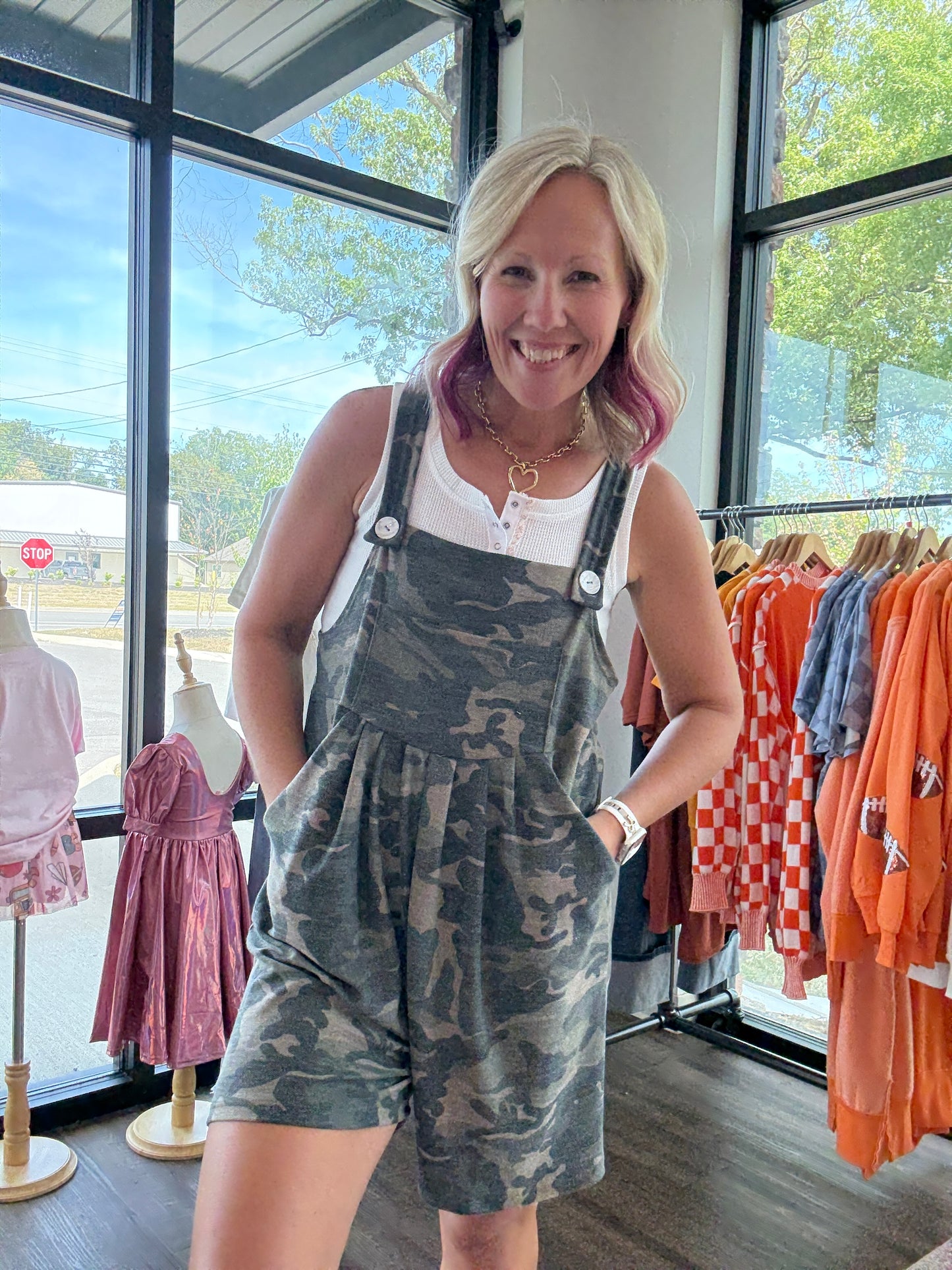 Camo Cozy Overalls- Shorts