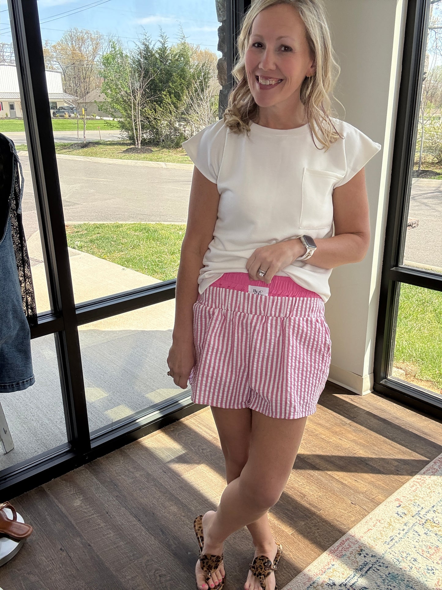 Pink Seersucker Shorts