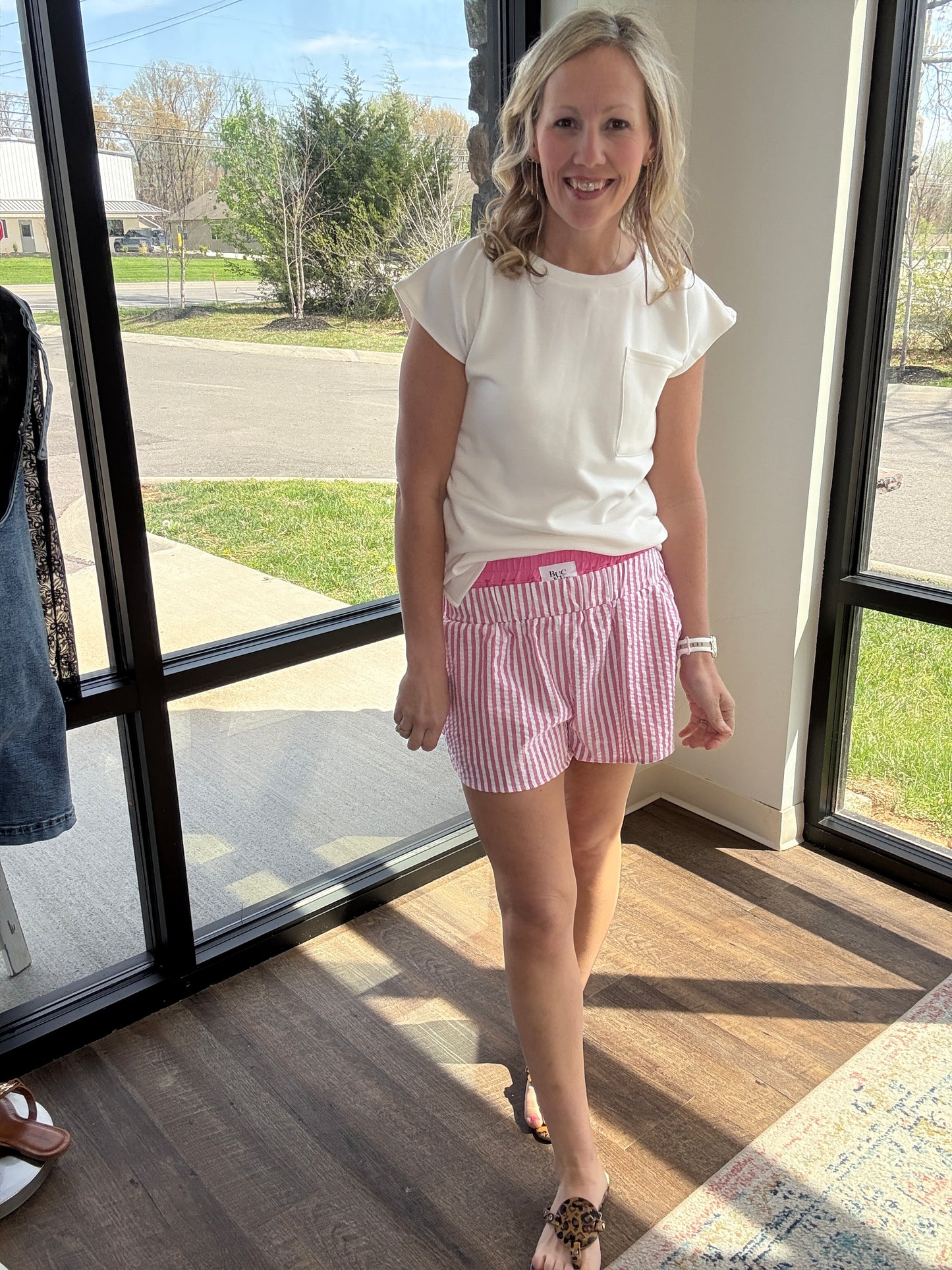 Pink Seersucker Shorts