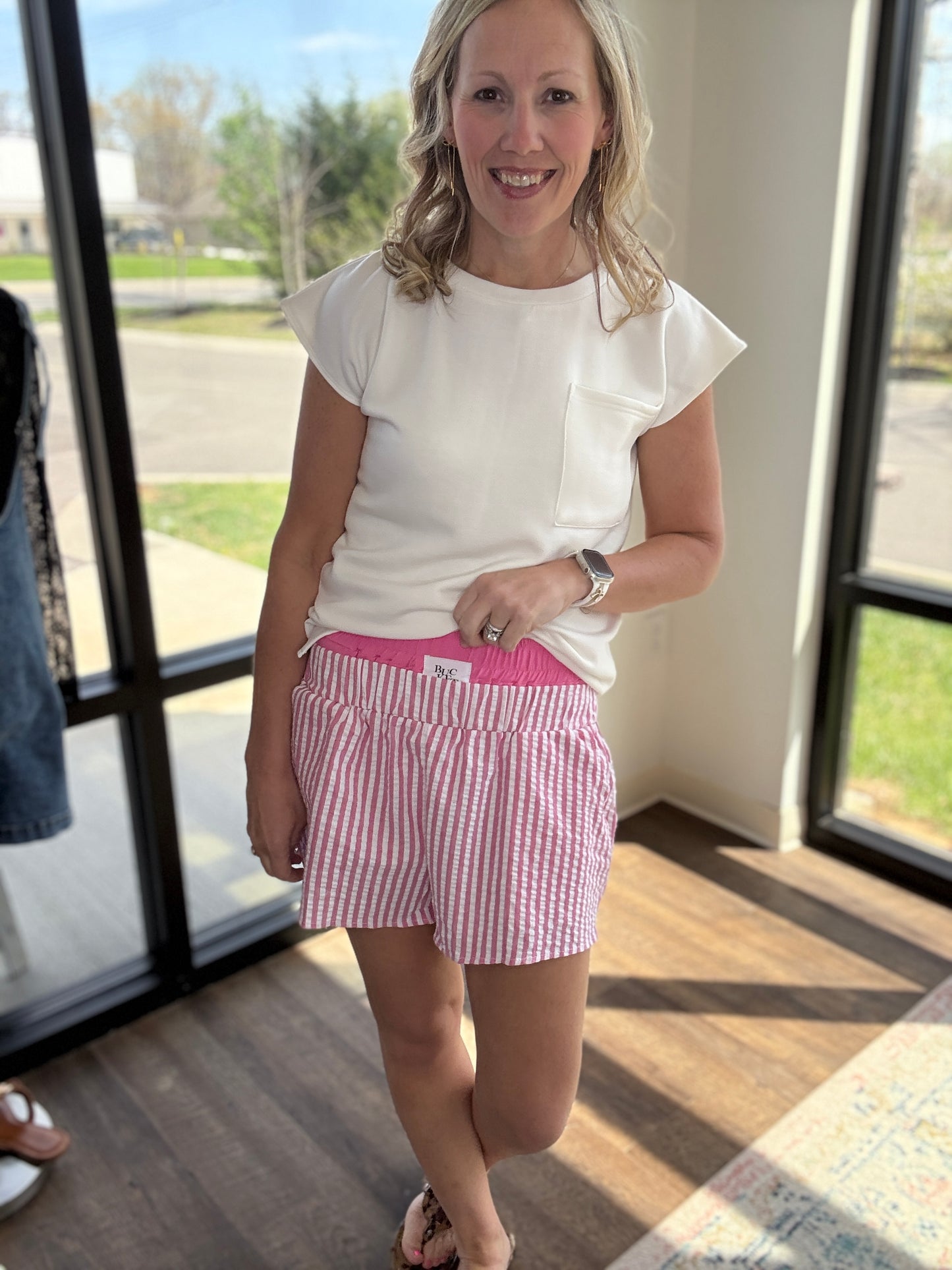 Pink Seersucker Shorts