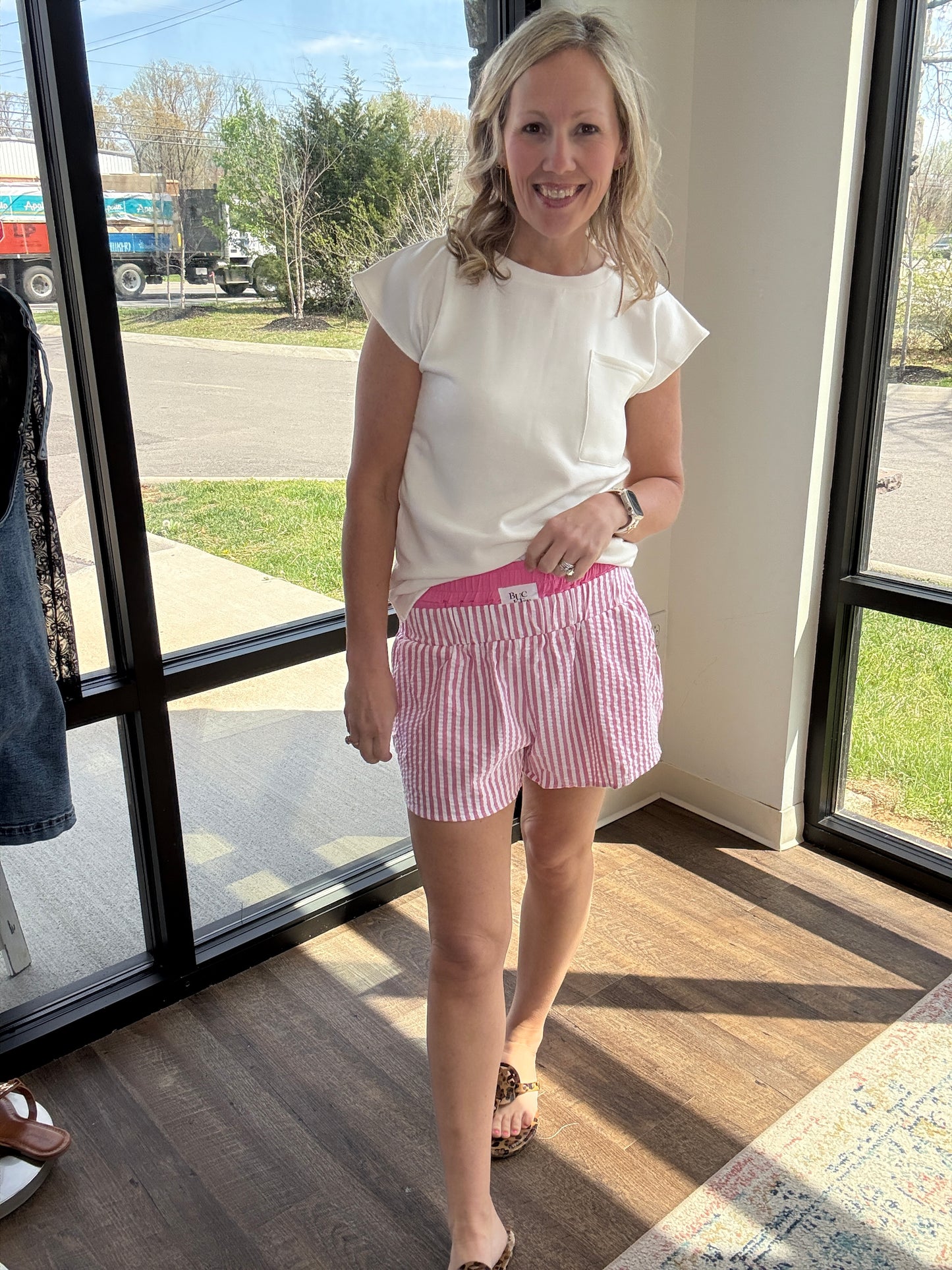 Pink Seersucker Shorts