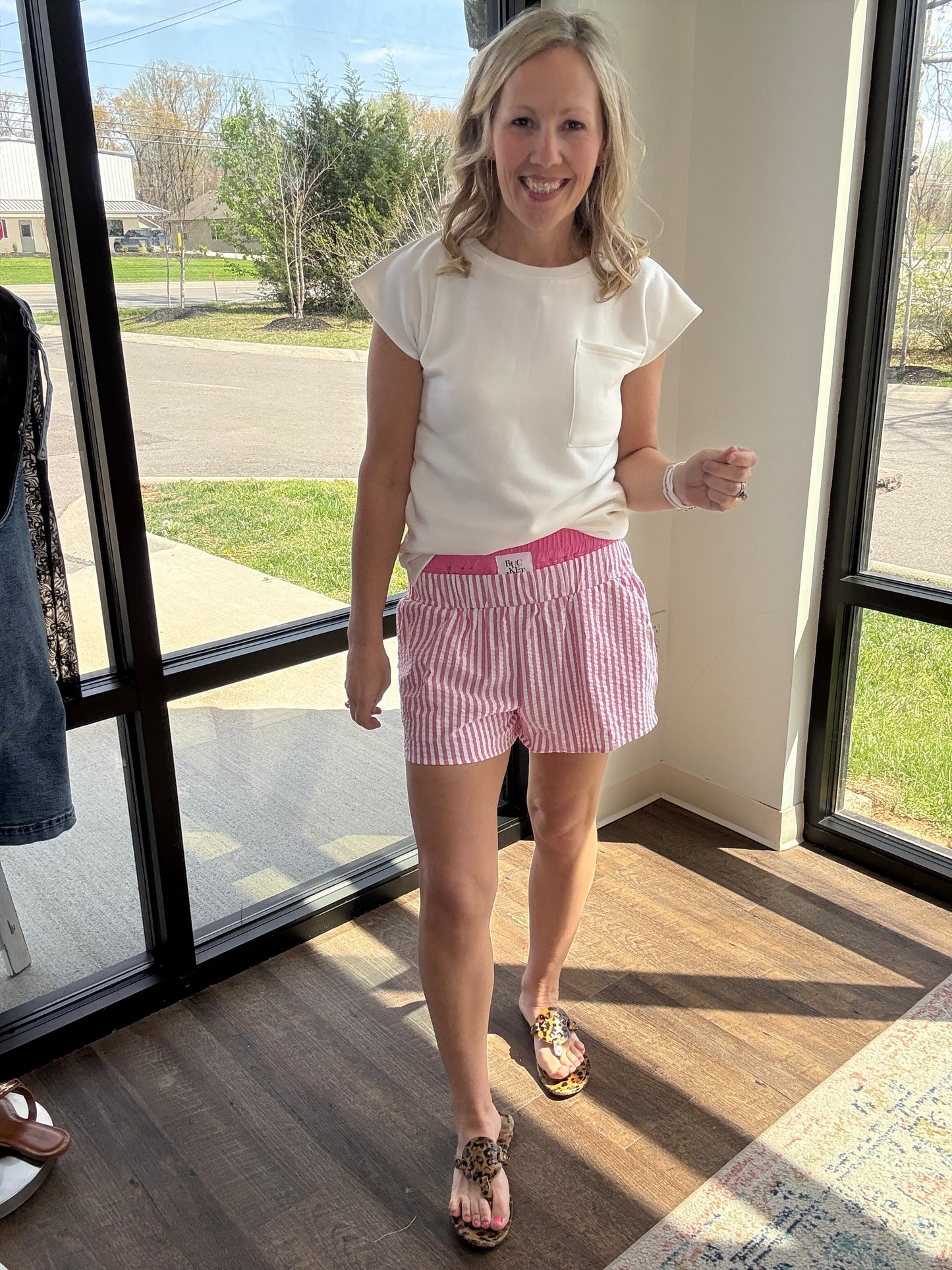 Pink Seersucker Shorts