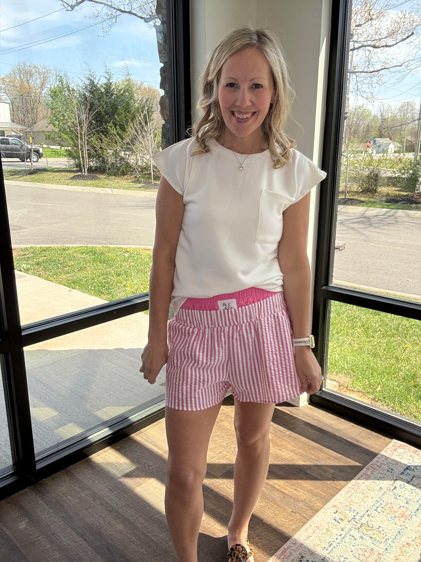 Pink Seersucker Shorts