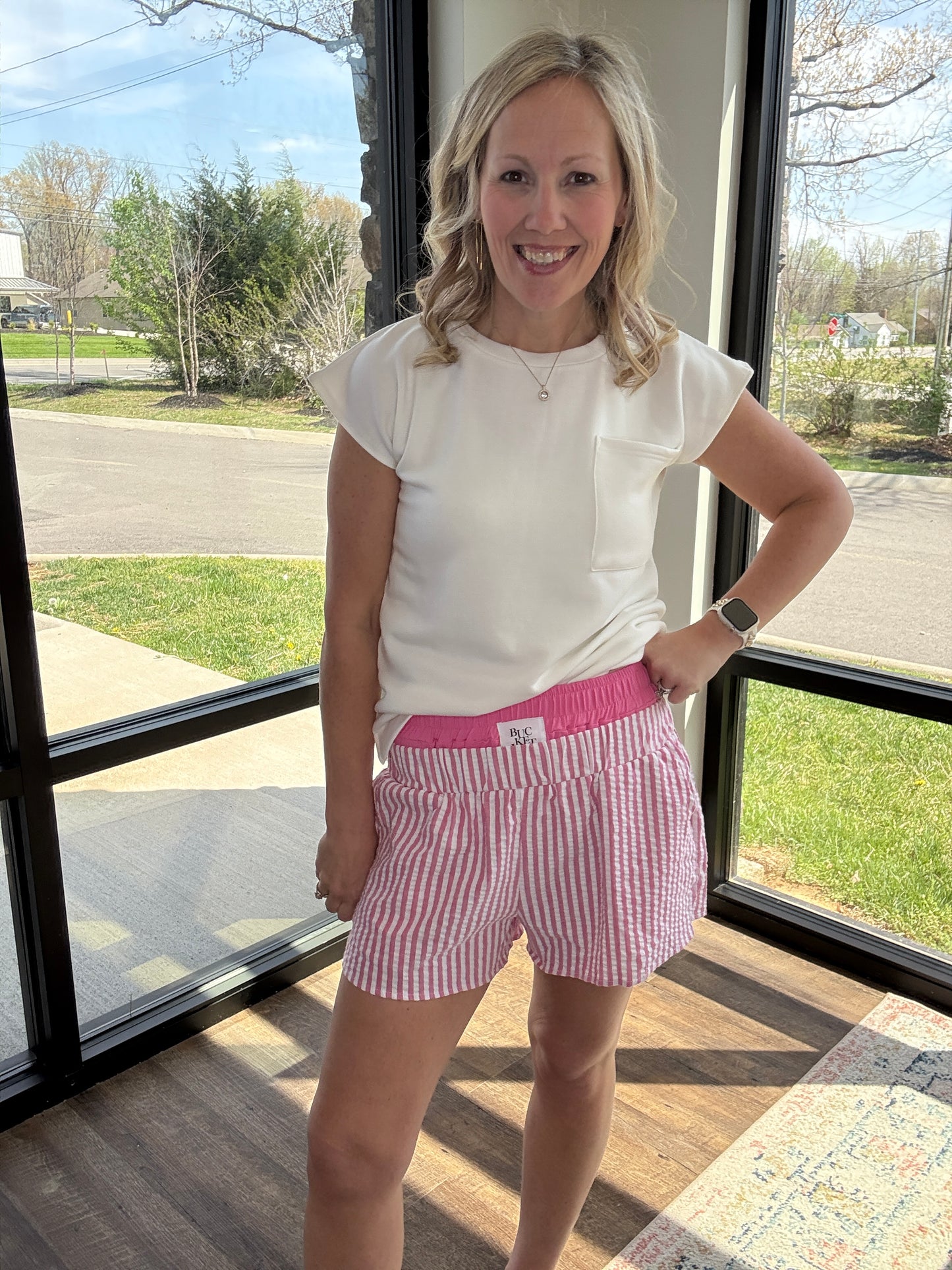 Pink Seersucker Shorts