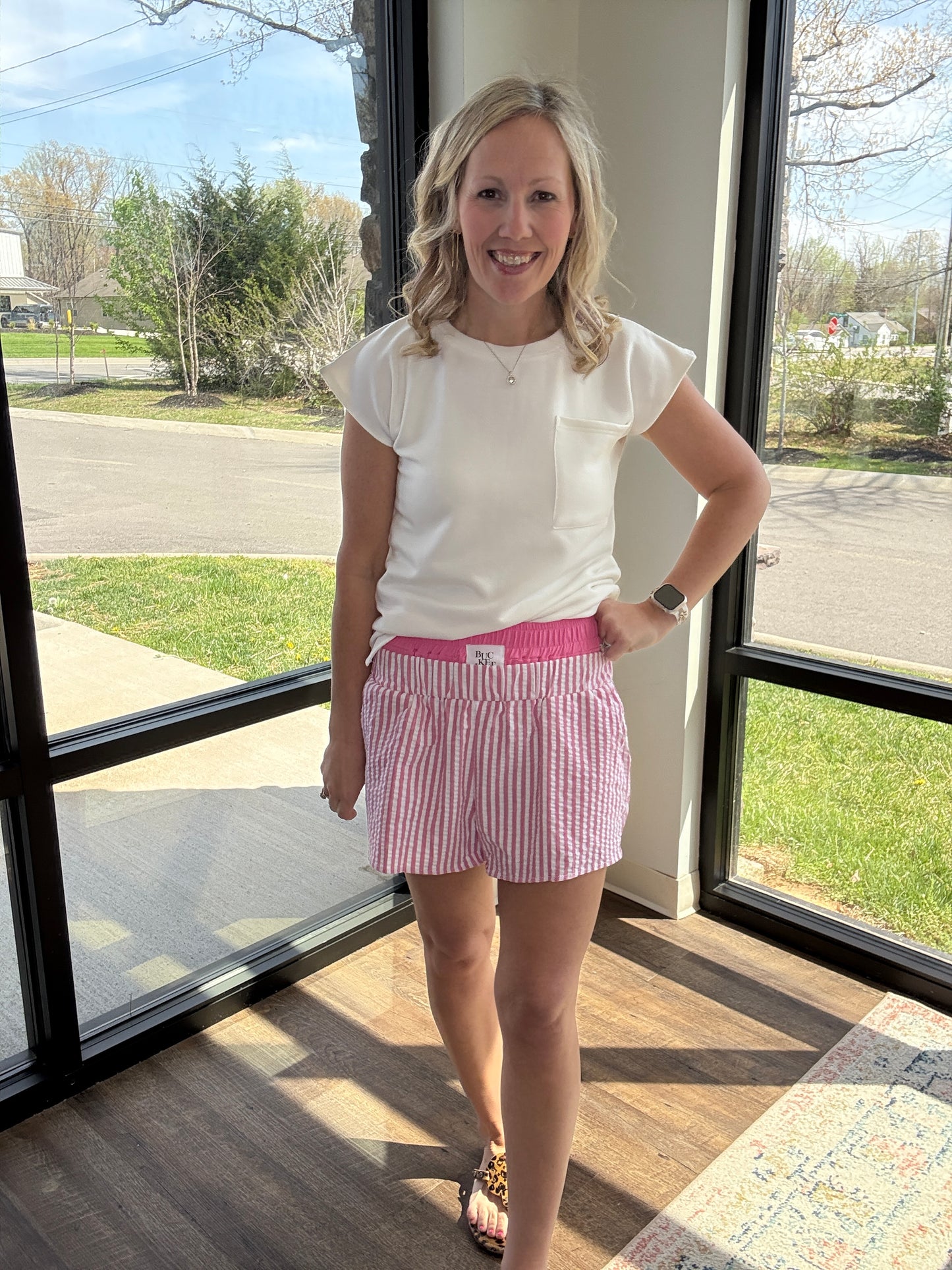 Pink Seersucker Shorts