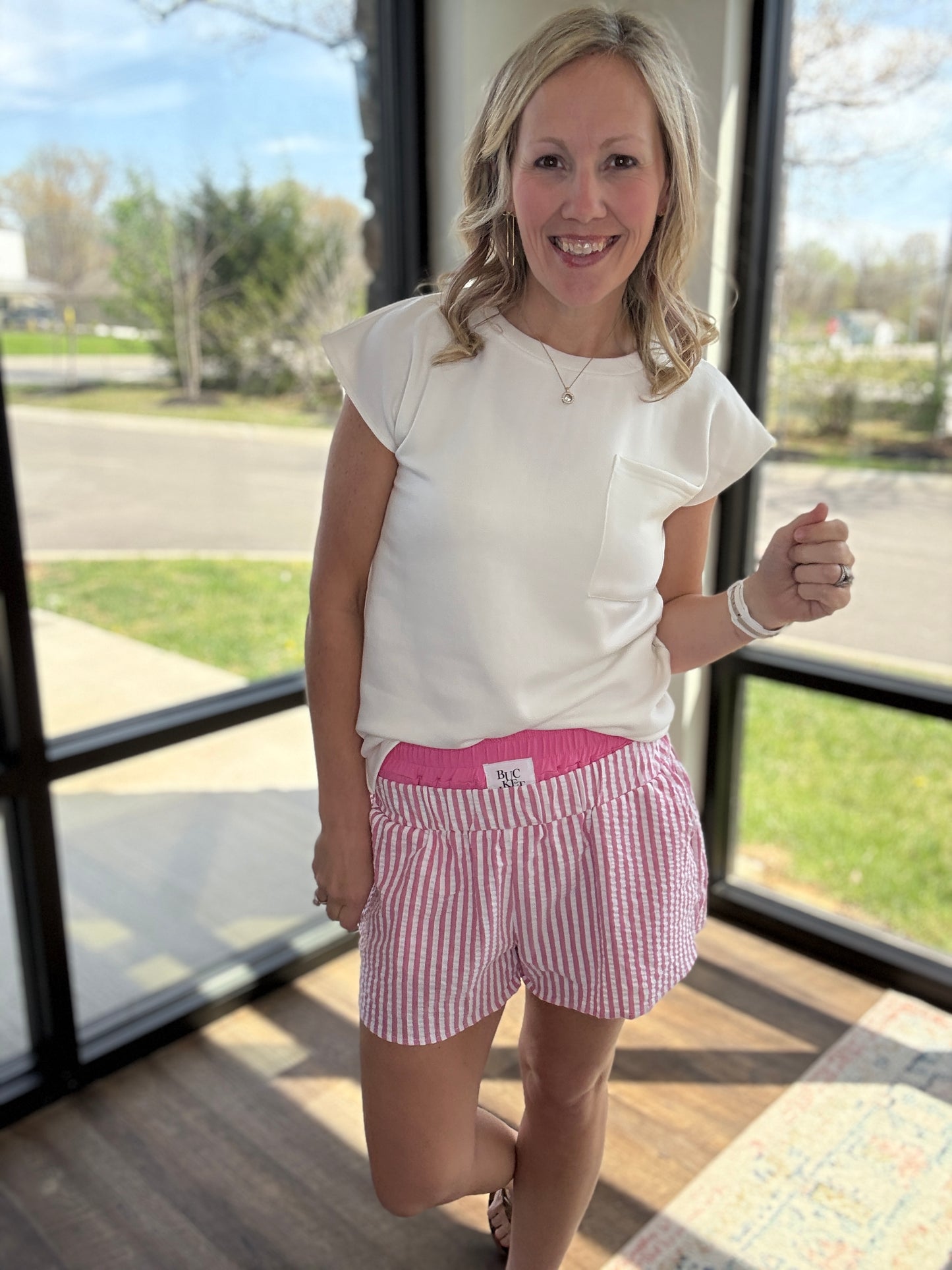 Pink Seersucker Shorts
