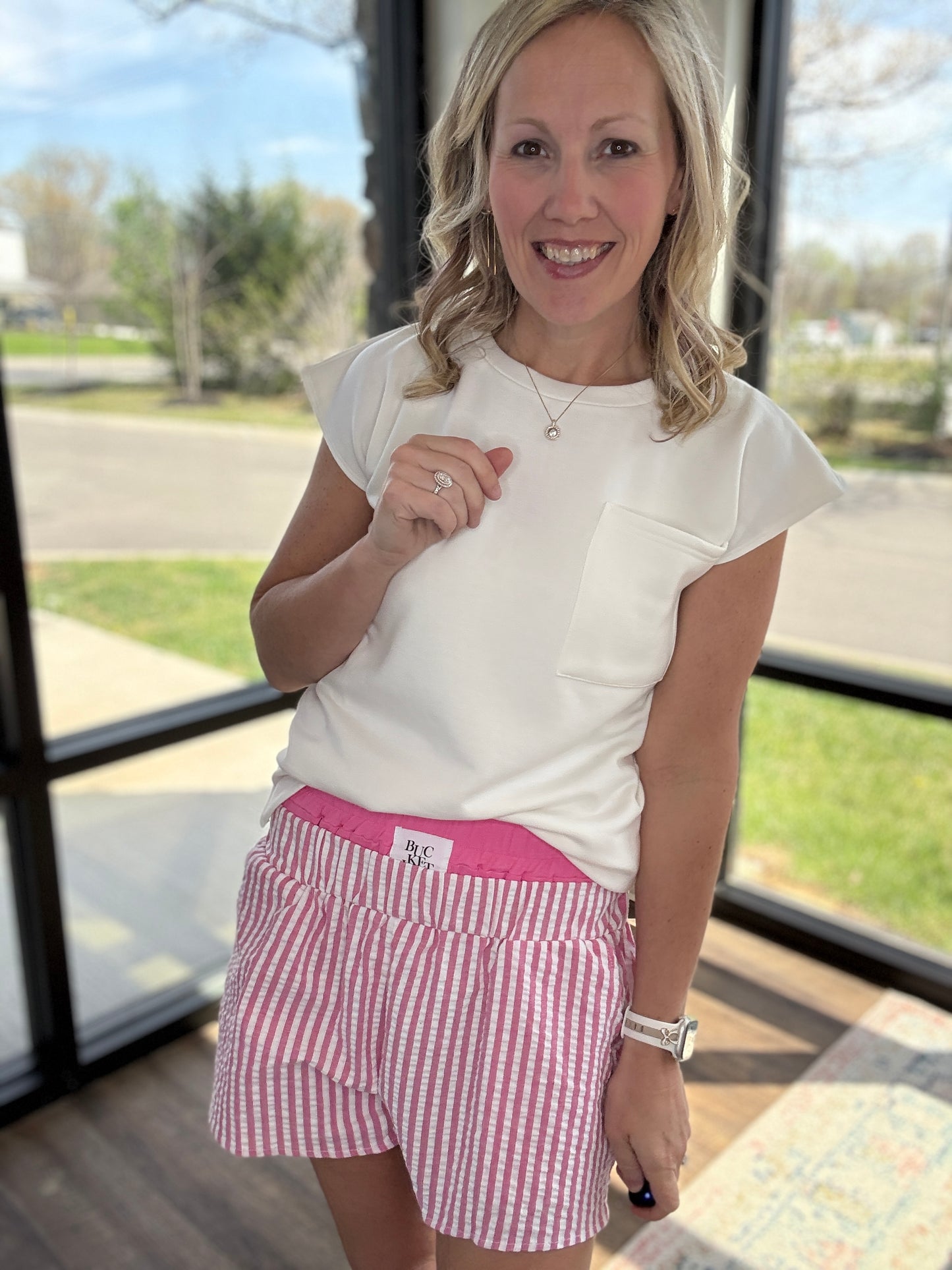 Pink Seersucker Shorts