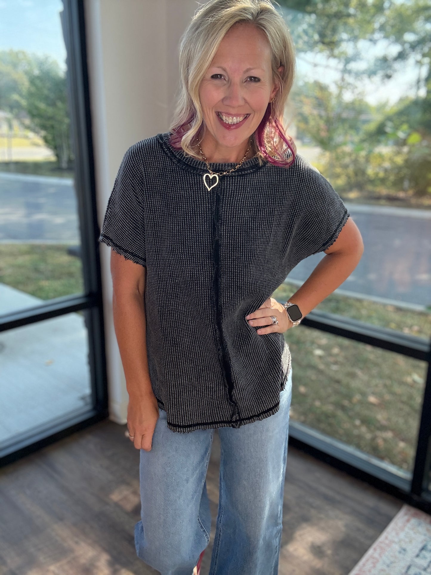 Ash Washed Waffle Top