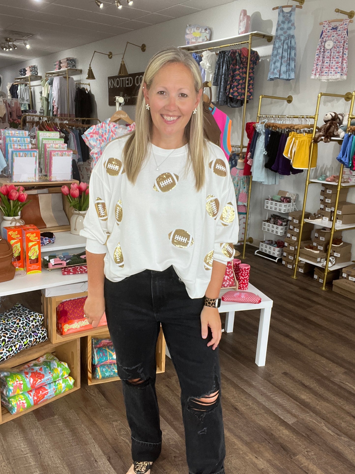 White & Gold Football Sweatshirt