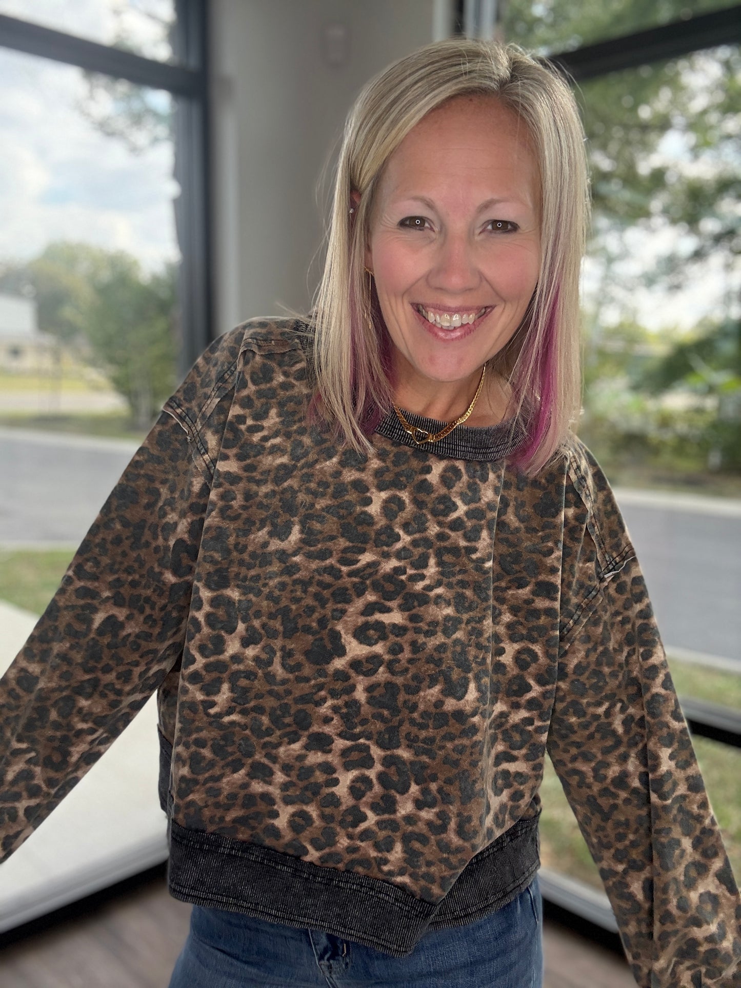 Breezy Back Cheetah Top