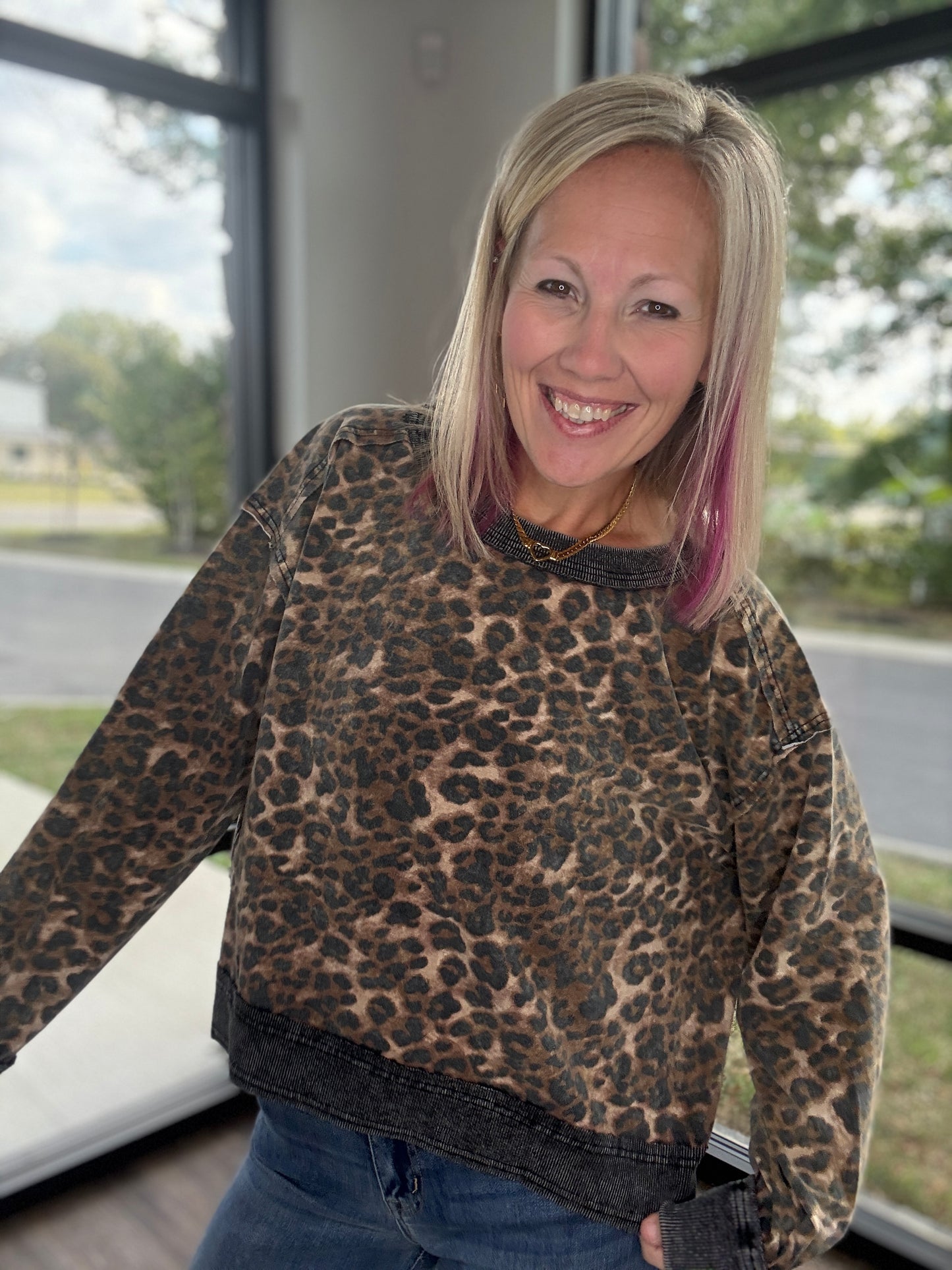 Breezy Back Cheetah Top