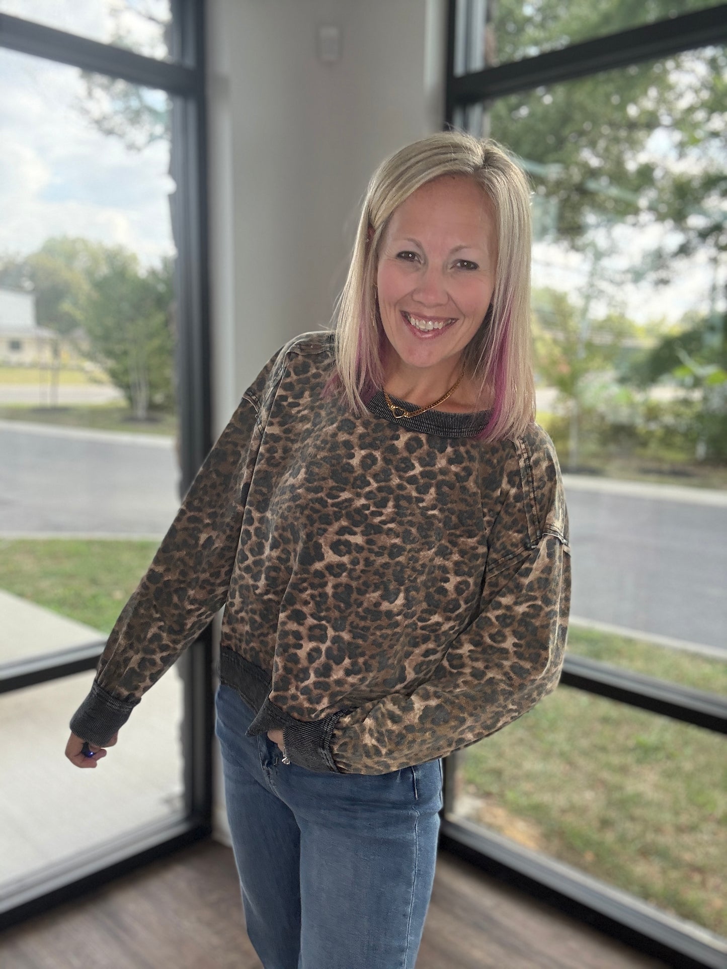 Breezy Back Cheetah Top