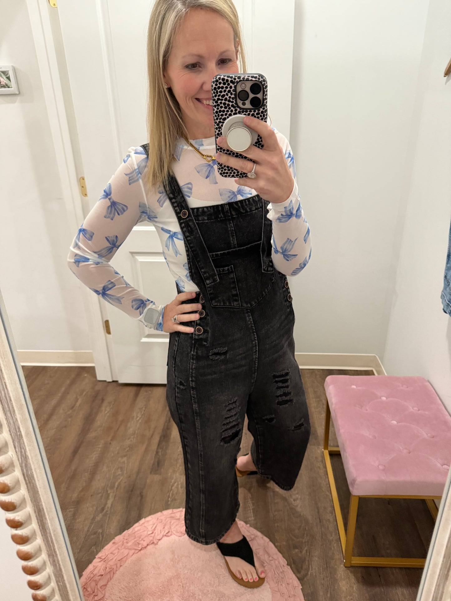 Bow Mesh Top- Blue