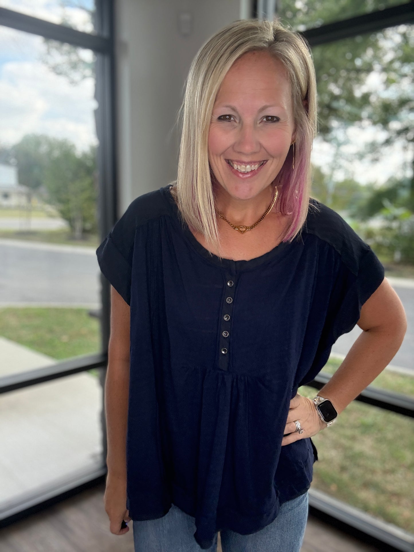 The Willow Top- Navy