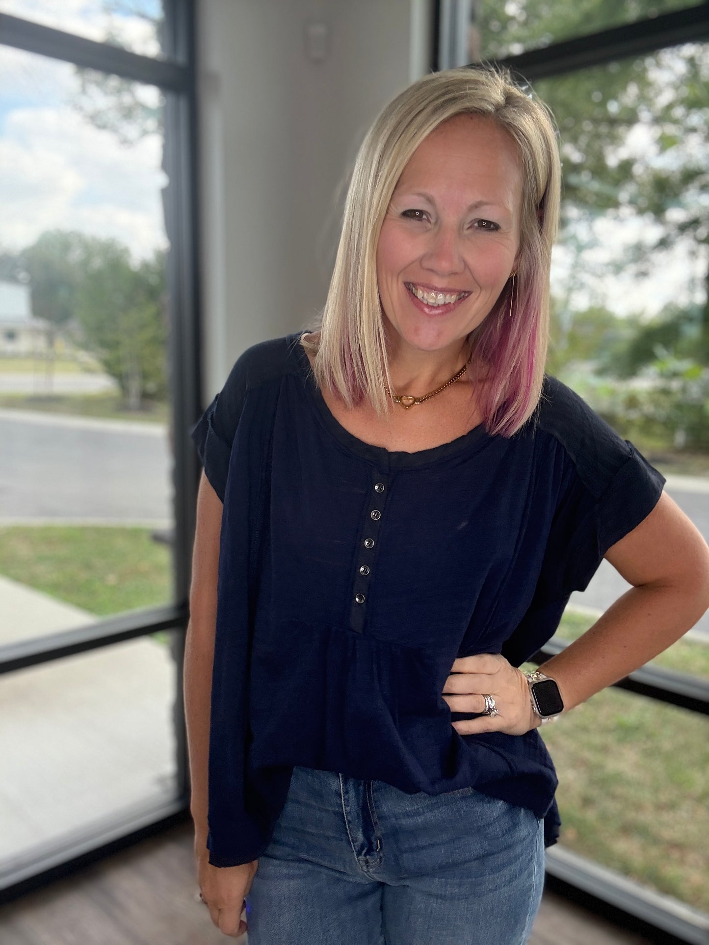 The Willow Top- Navy