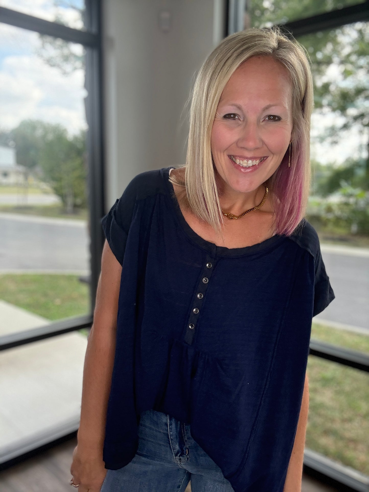 The Willow Top- Navy