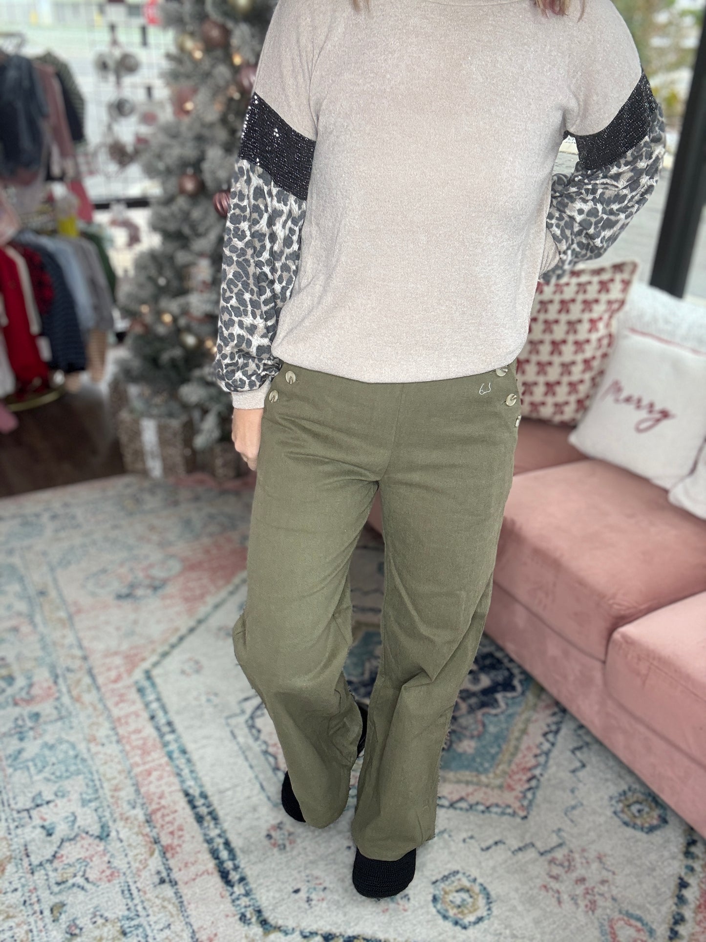 Olive Button Pants