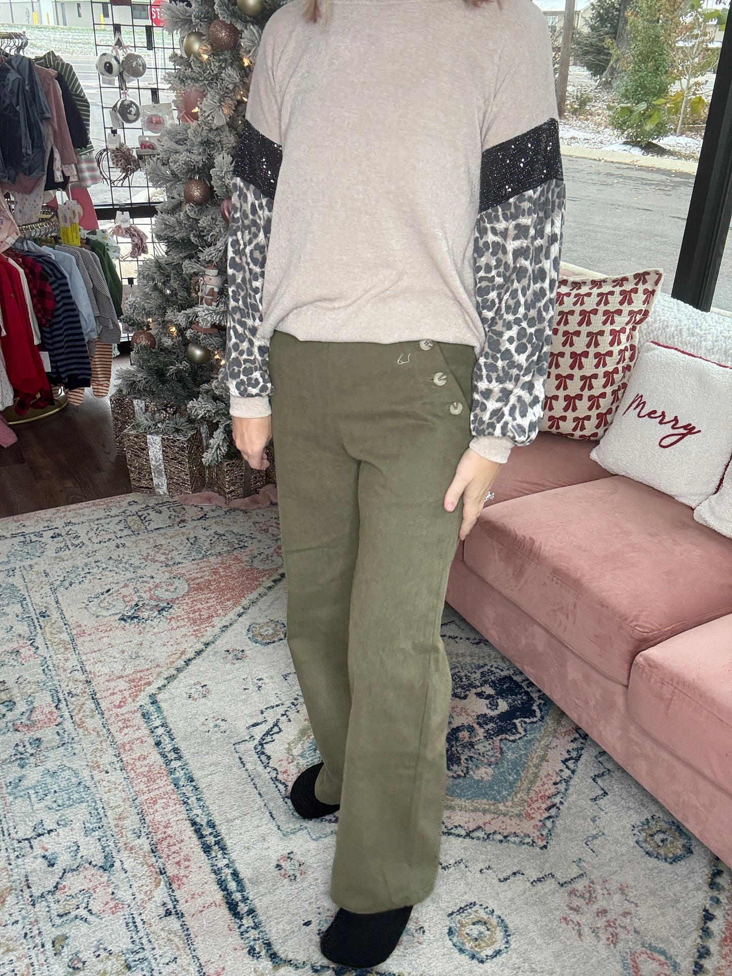 Olive Button Pants