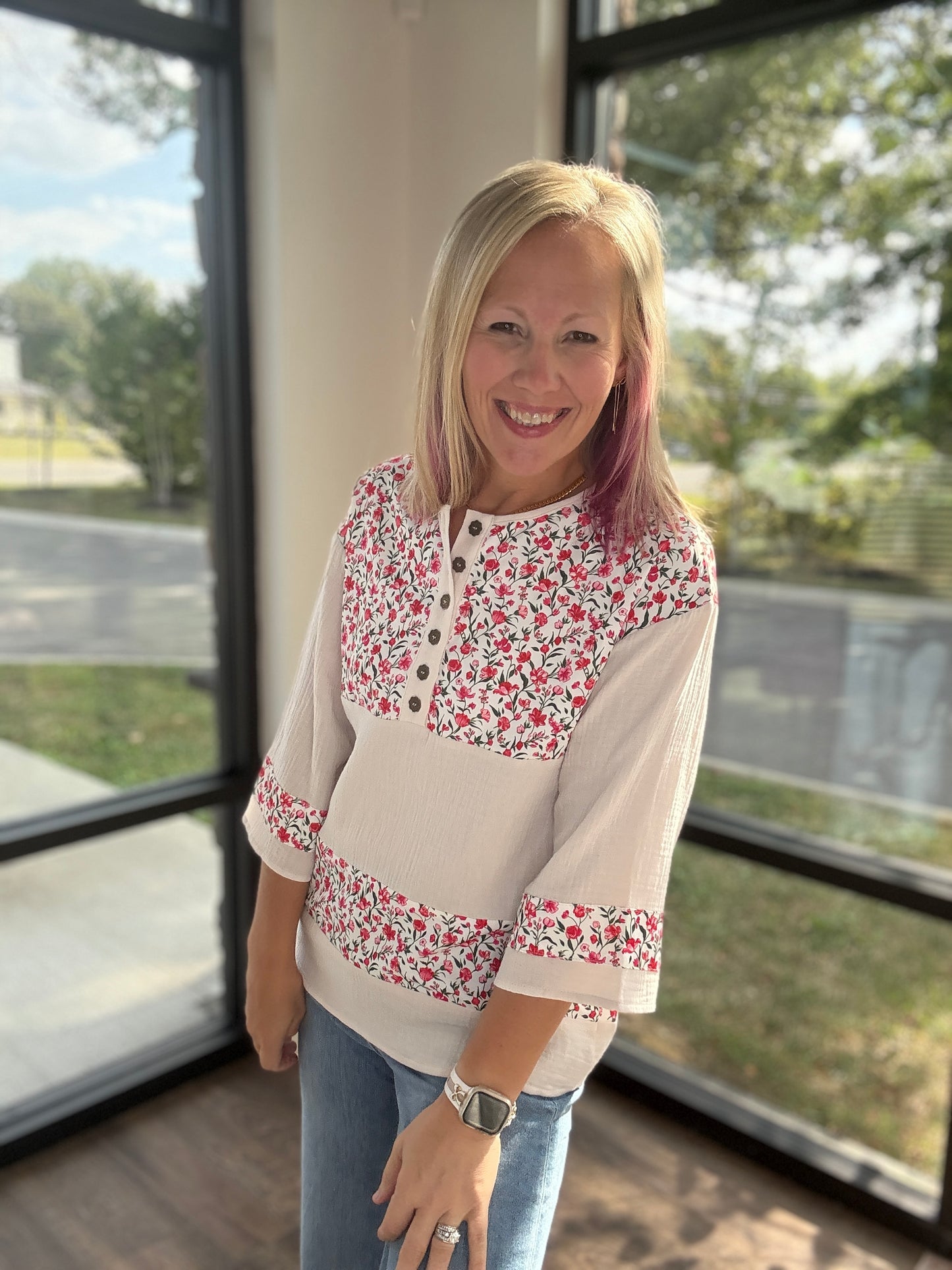 Floral Patch Henley Top