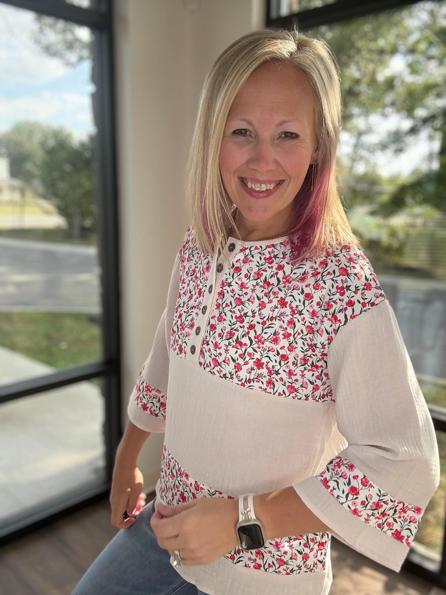 Floral Patch Henley Top