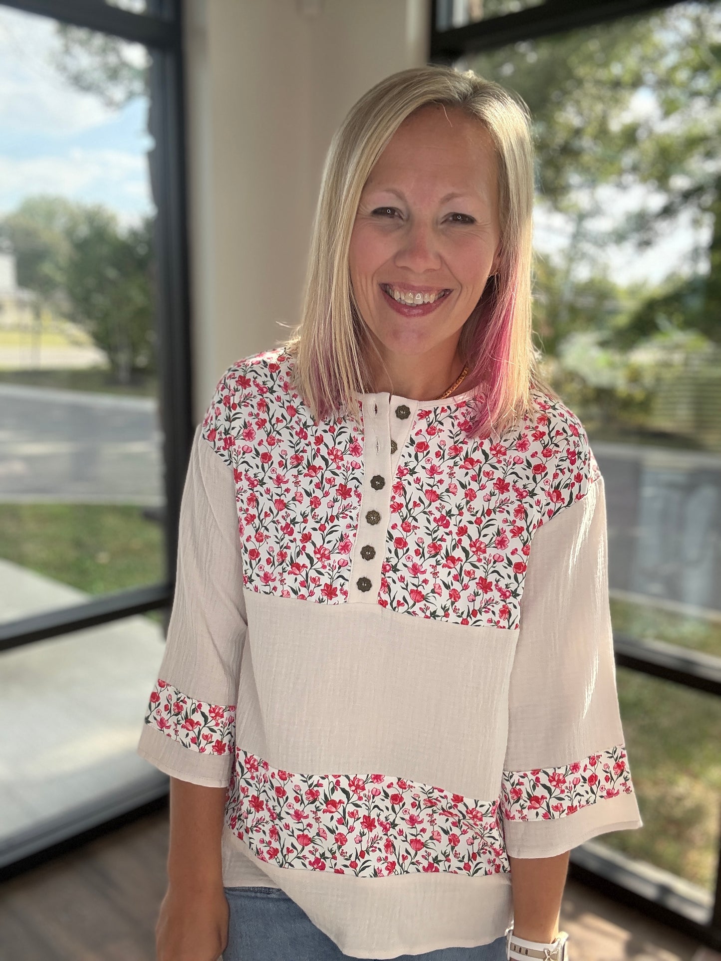 Floral Patch Henley Top
