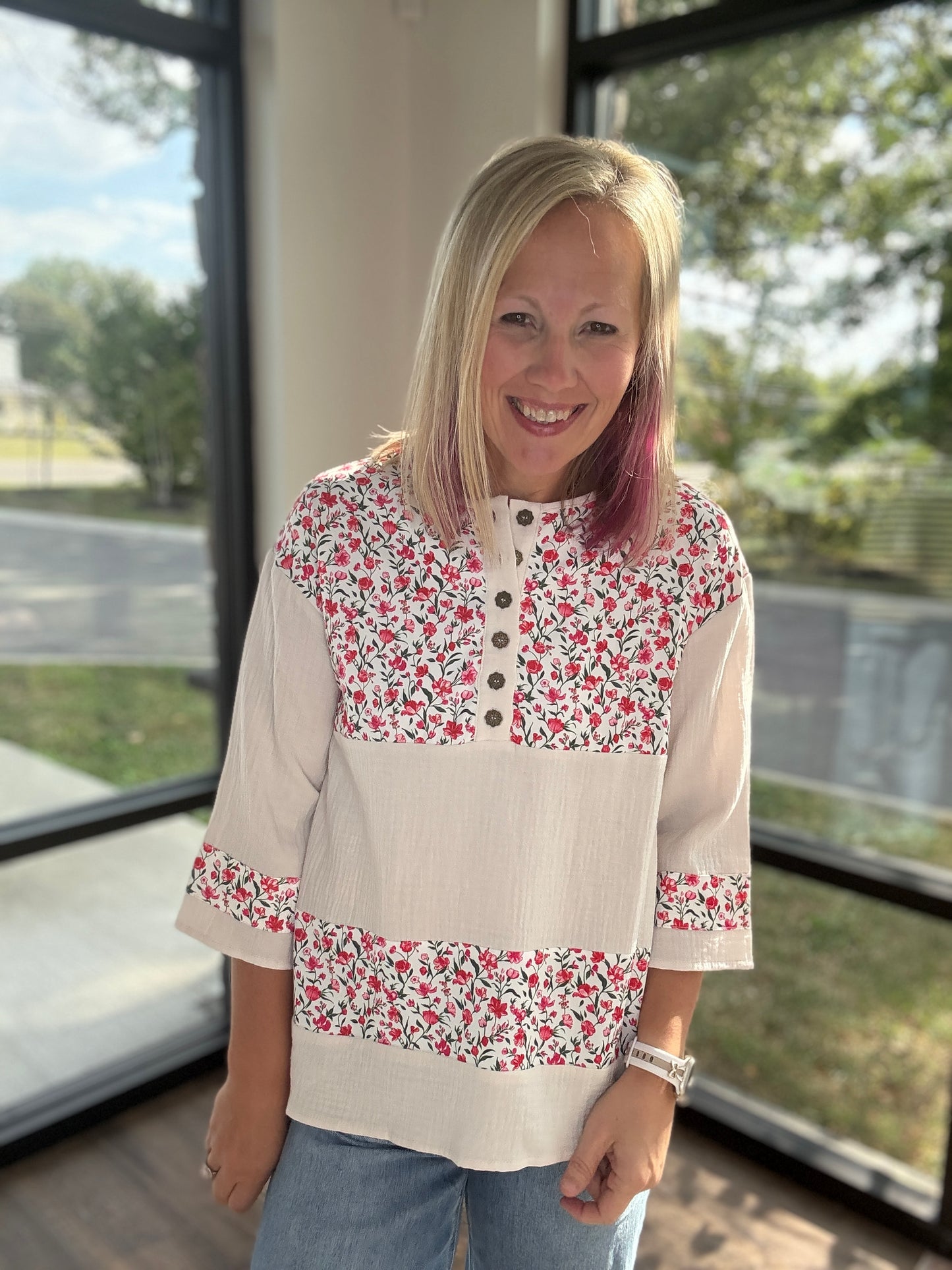Floral Patch Henley Top