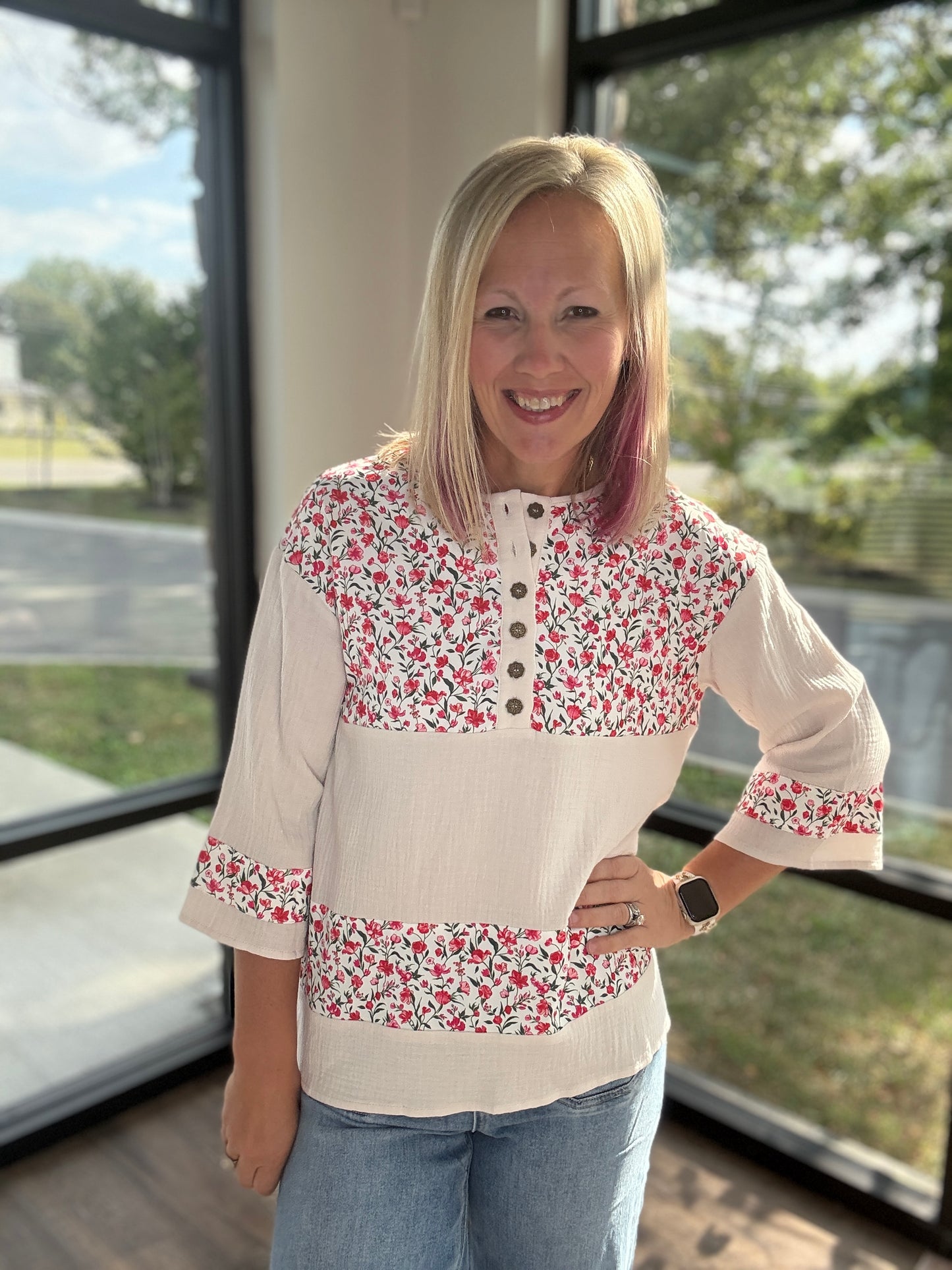 Floral Patch Henley Top