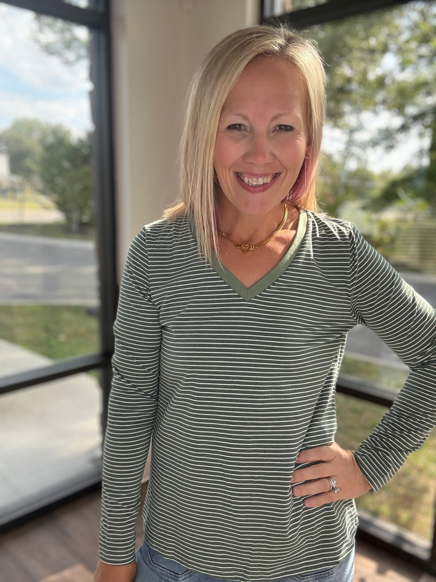 Evergreen V-Neck Top