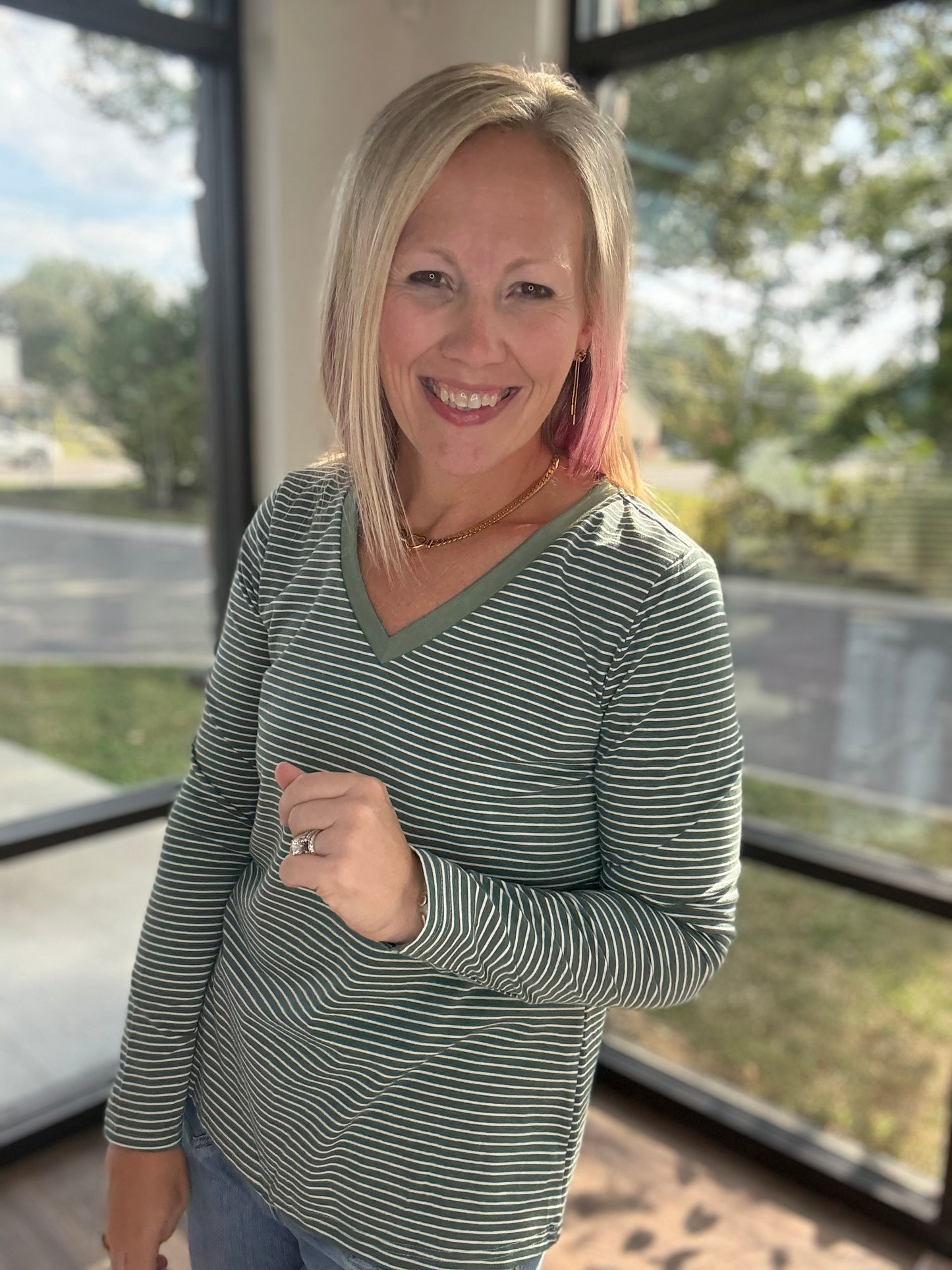 Evergreen V-Neck Top