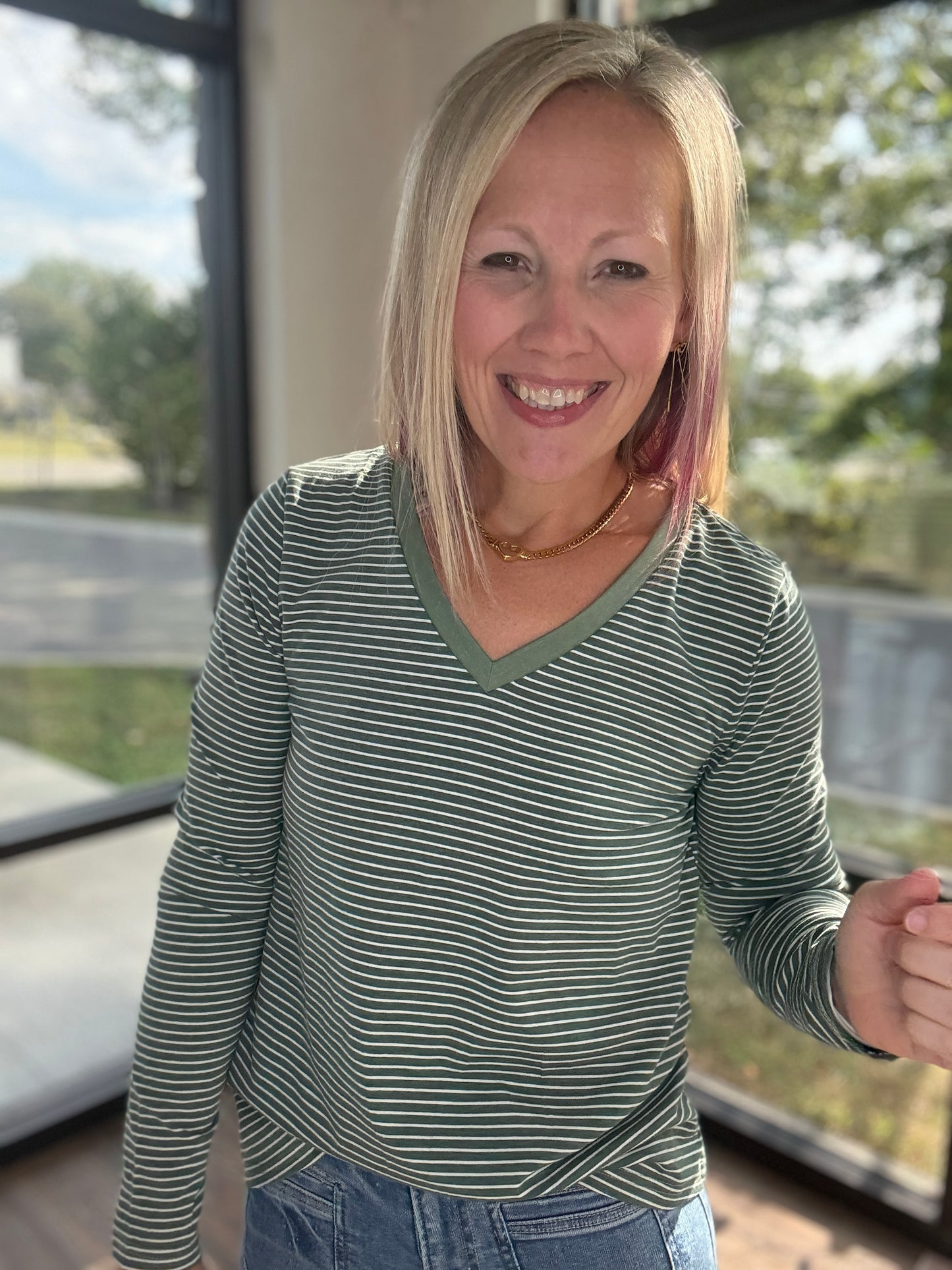 Evergreen V-Neck Top
